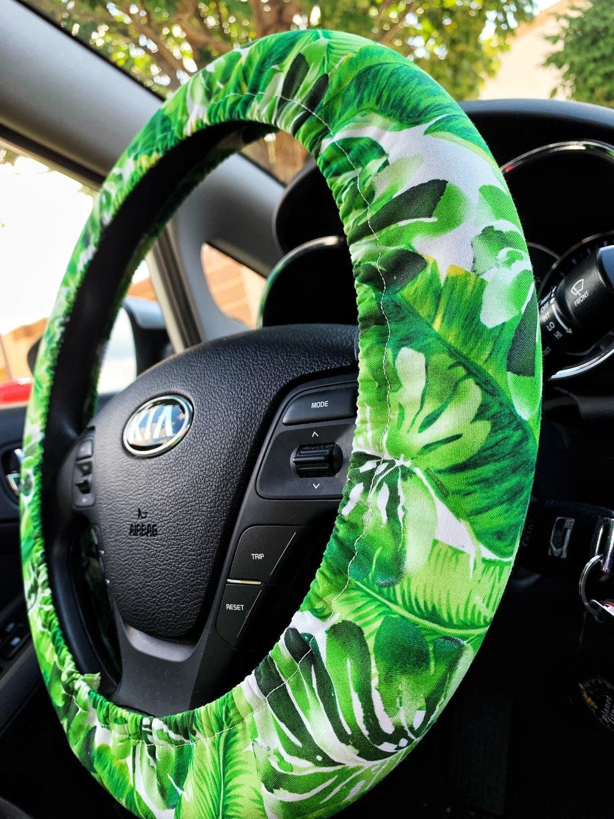 Tropical Monstera Plant Steering Wheel Cover