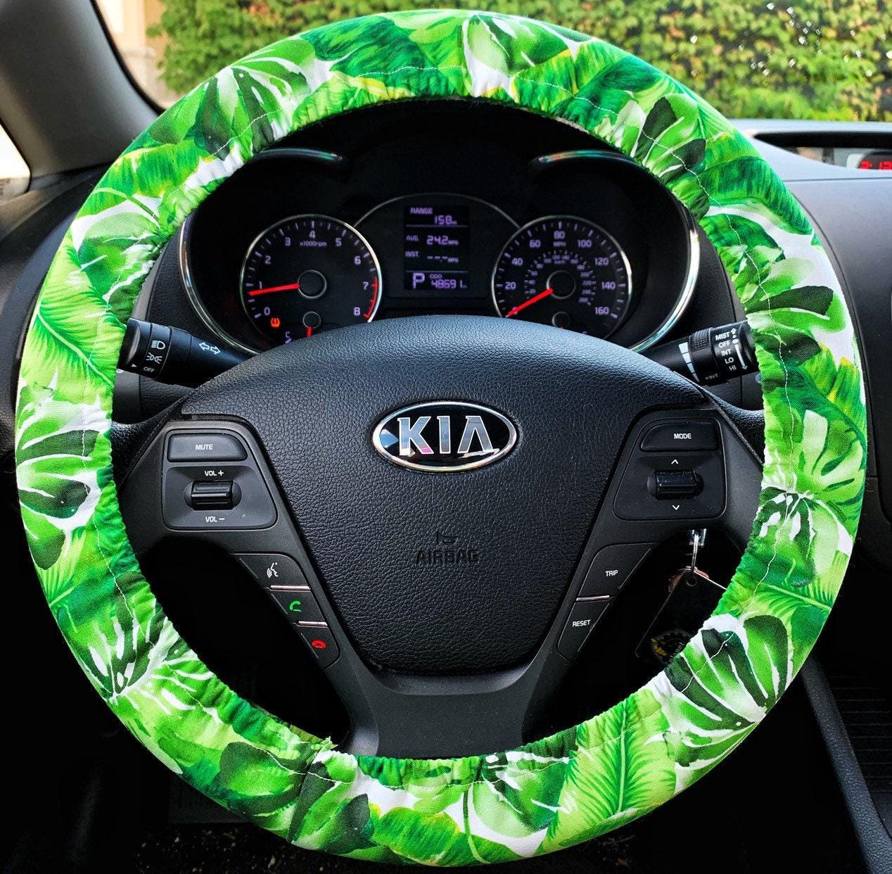 Tropical Monstera Plant Steering Wheel Cover