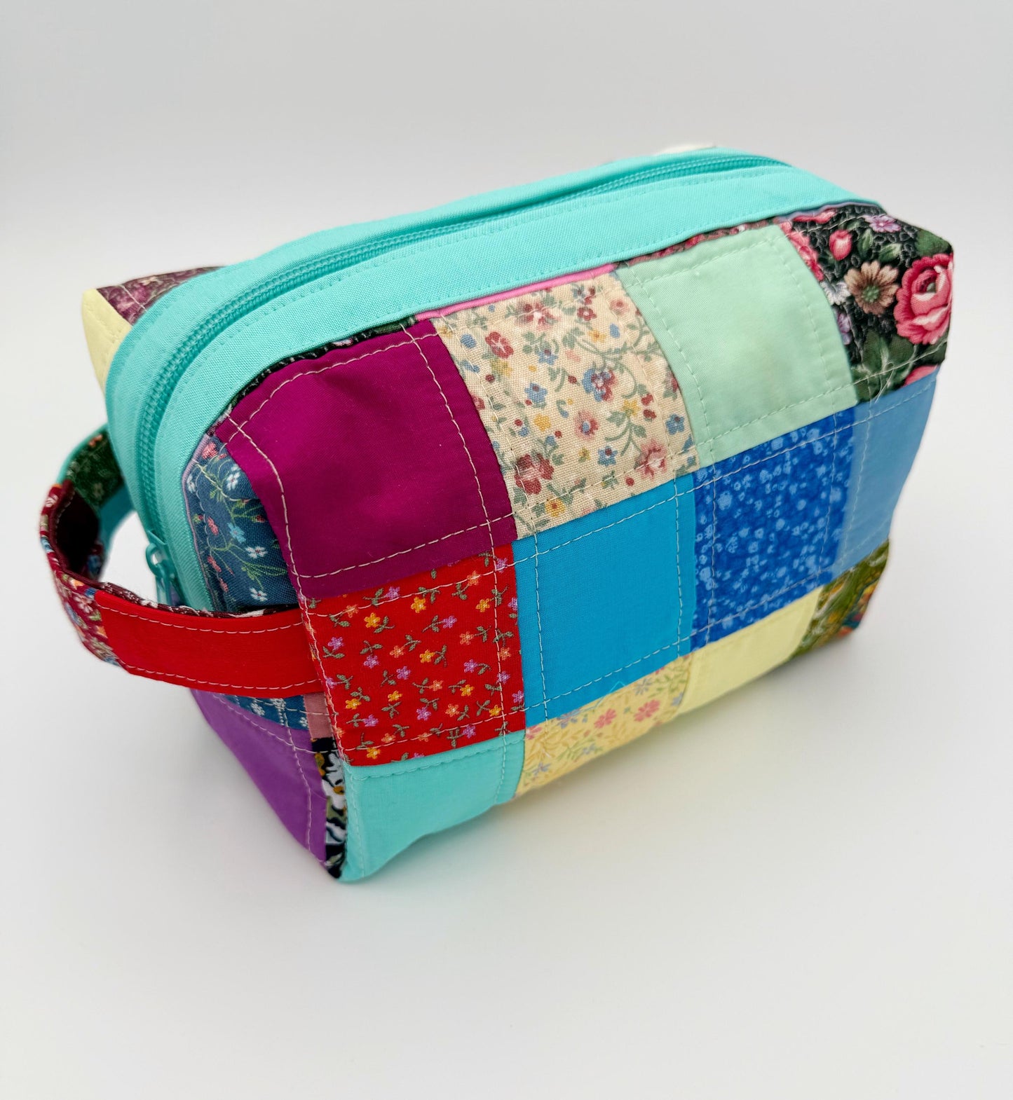 Patchwork Boxy Bag, Cosmetic, Makeup or Everything Bag