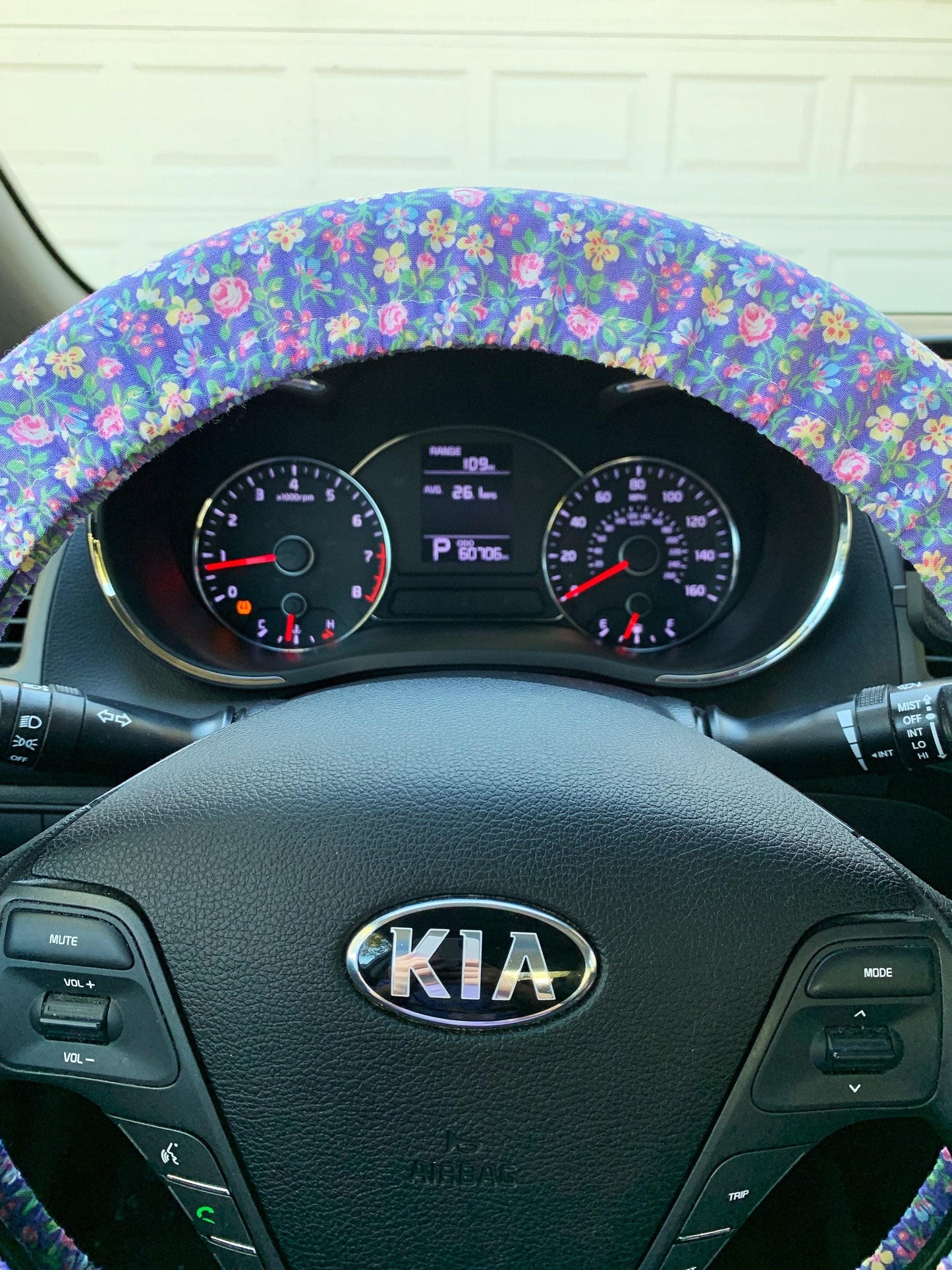 Purple Floral Steering Wheel Cover