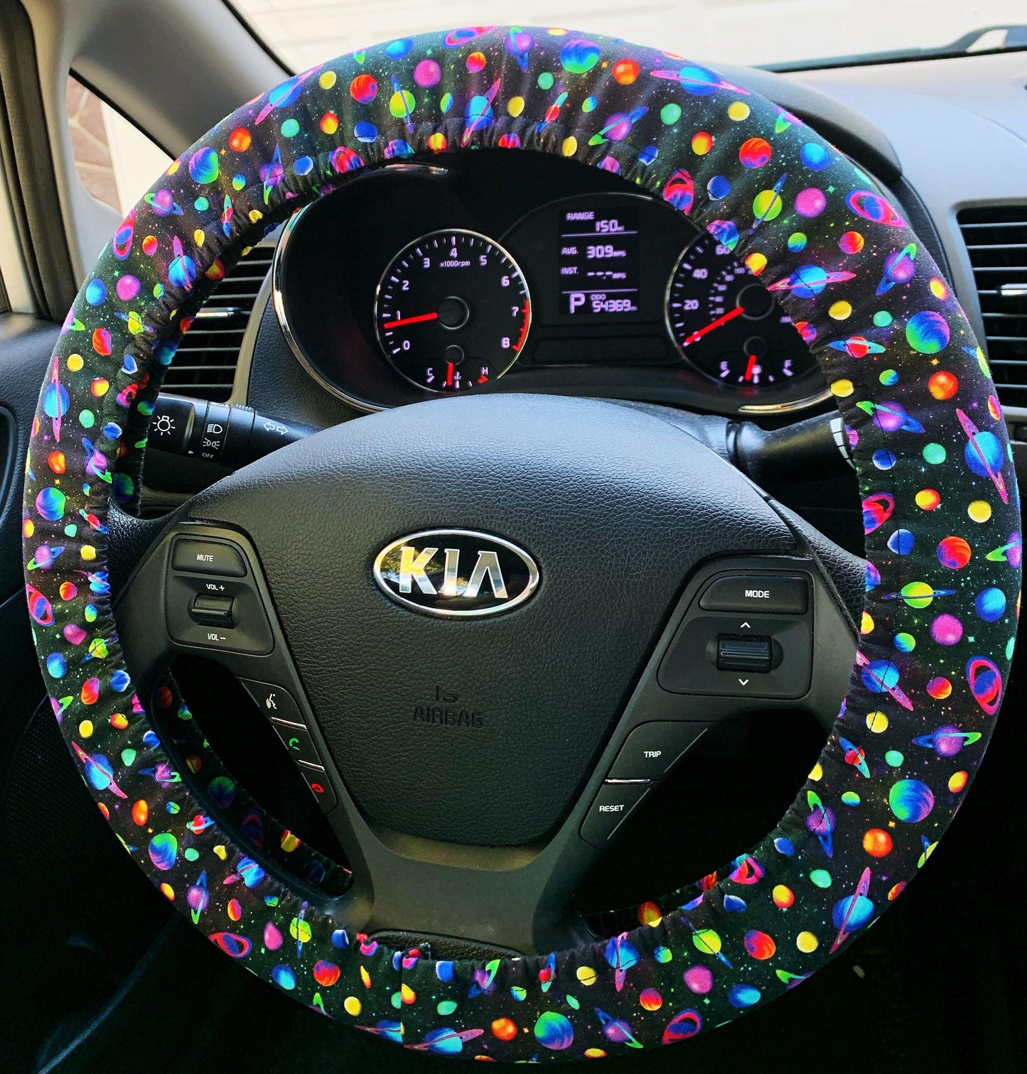 Neon Galaxy Planet Steering Wheel Cover