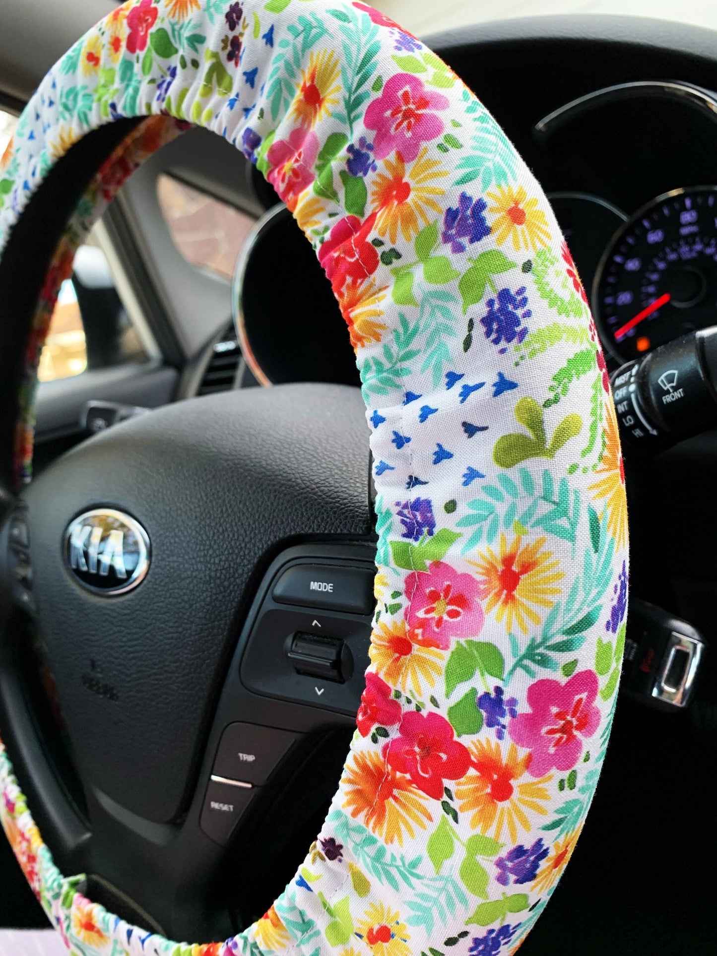 Bright Floral Steering Wheel Cover
