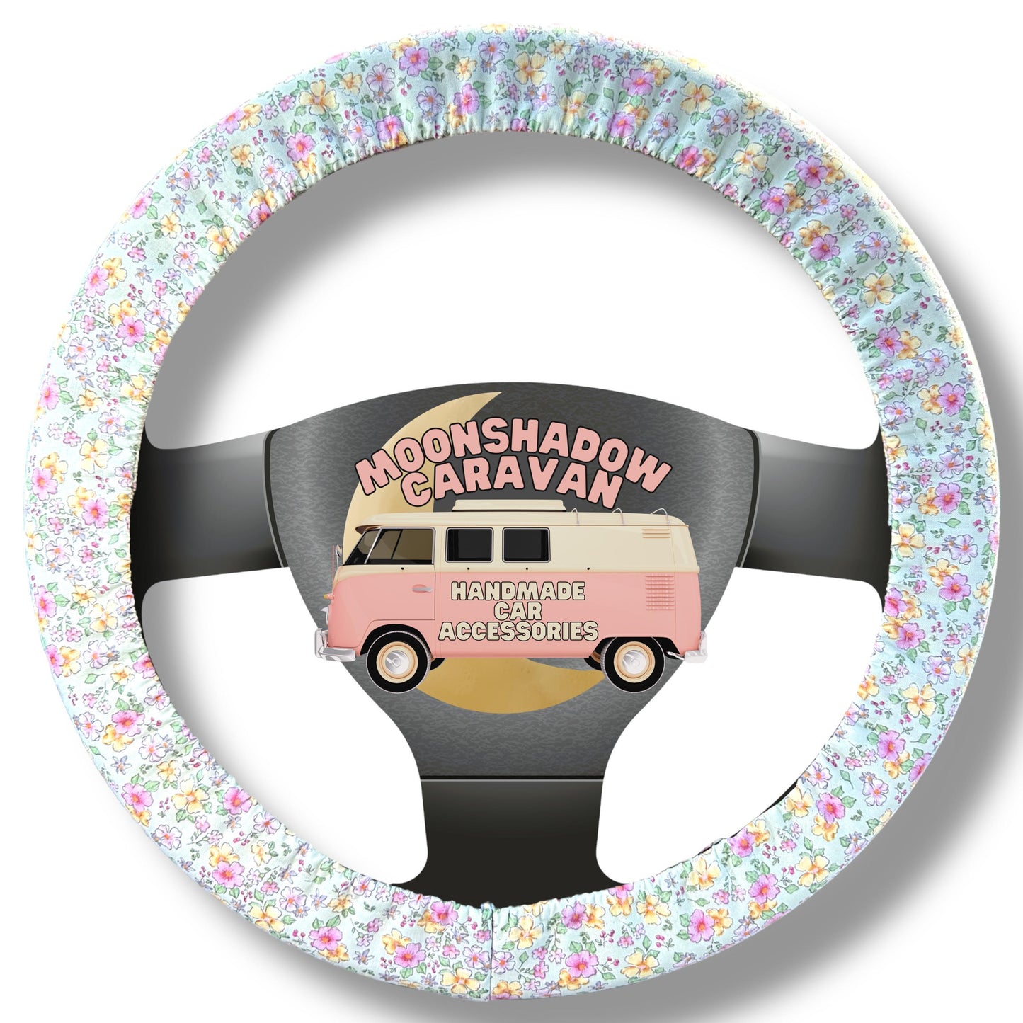 Vintage Calico Floral Steering Wheel Cover