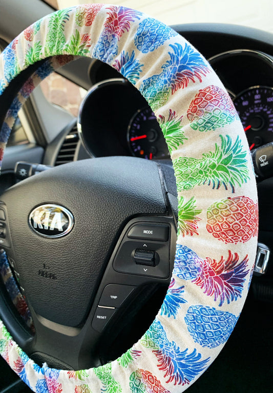 Rainbow Pineapple Steering Wheel Cover