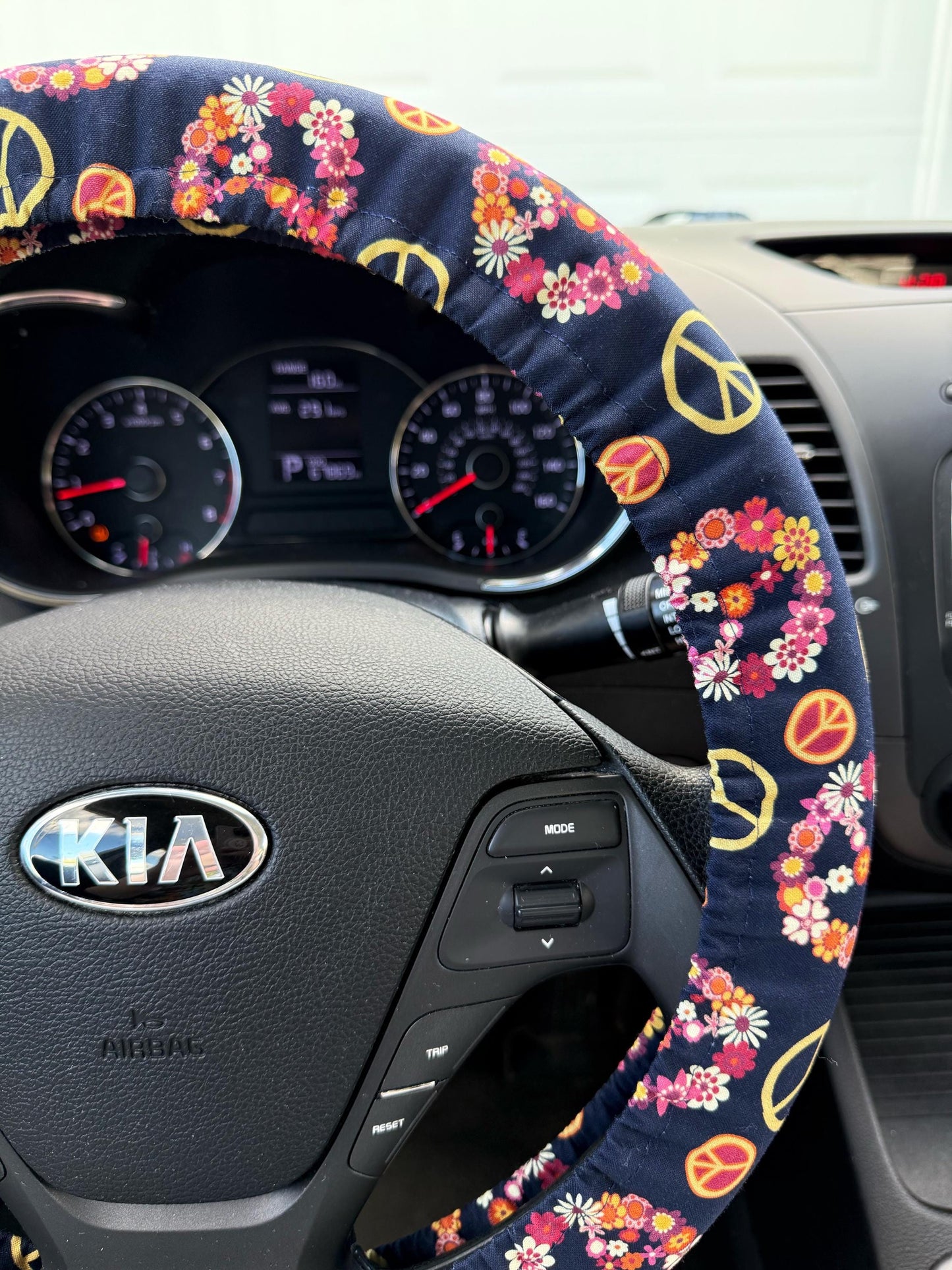 Floral Peace Sign Steering Wheel Cover