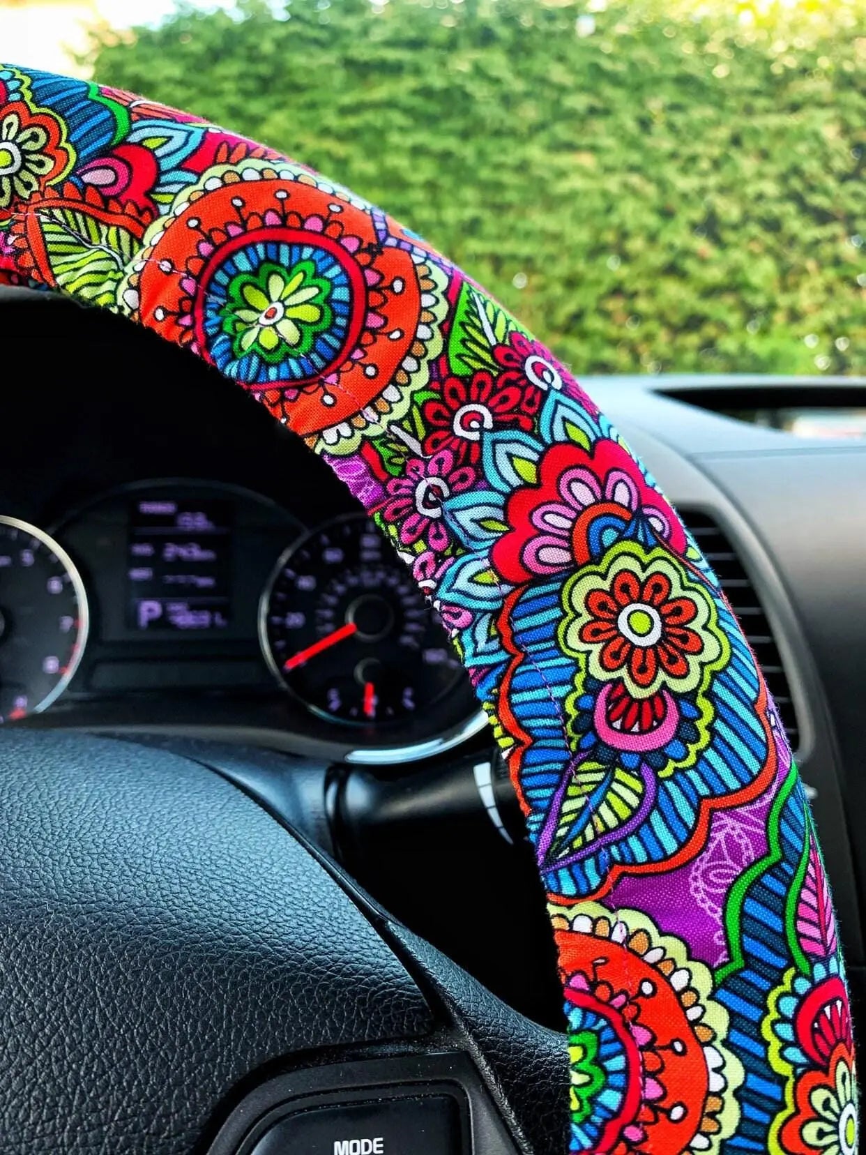 Flowers, Butterflies, Paisley Steering Wheel Cover Moonshadow Caravan
