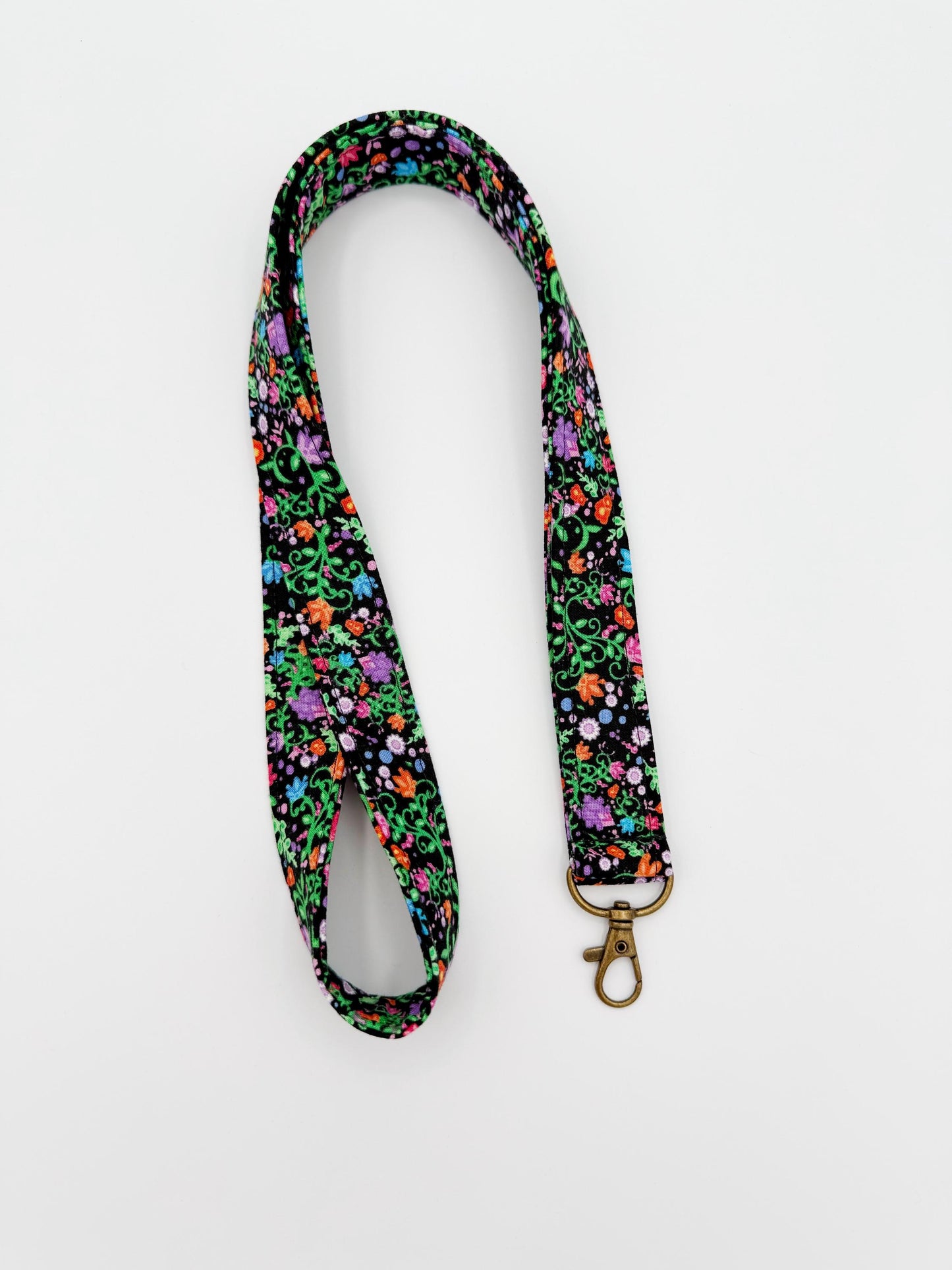 Black Wildflower Lanyard Badge Holder