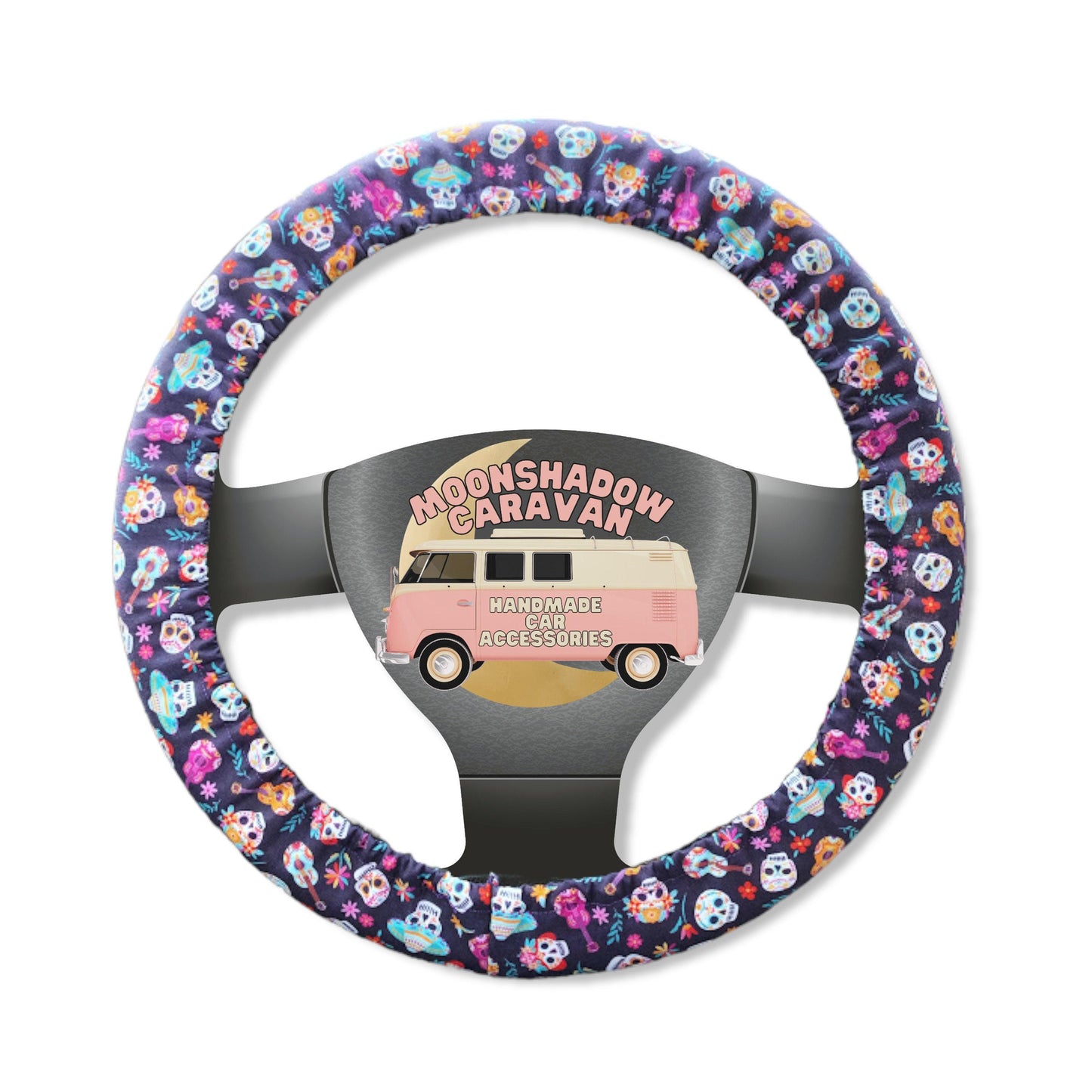 Sugar Skull Day of the Dead Steering Wheel Cover