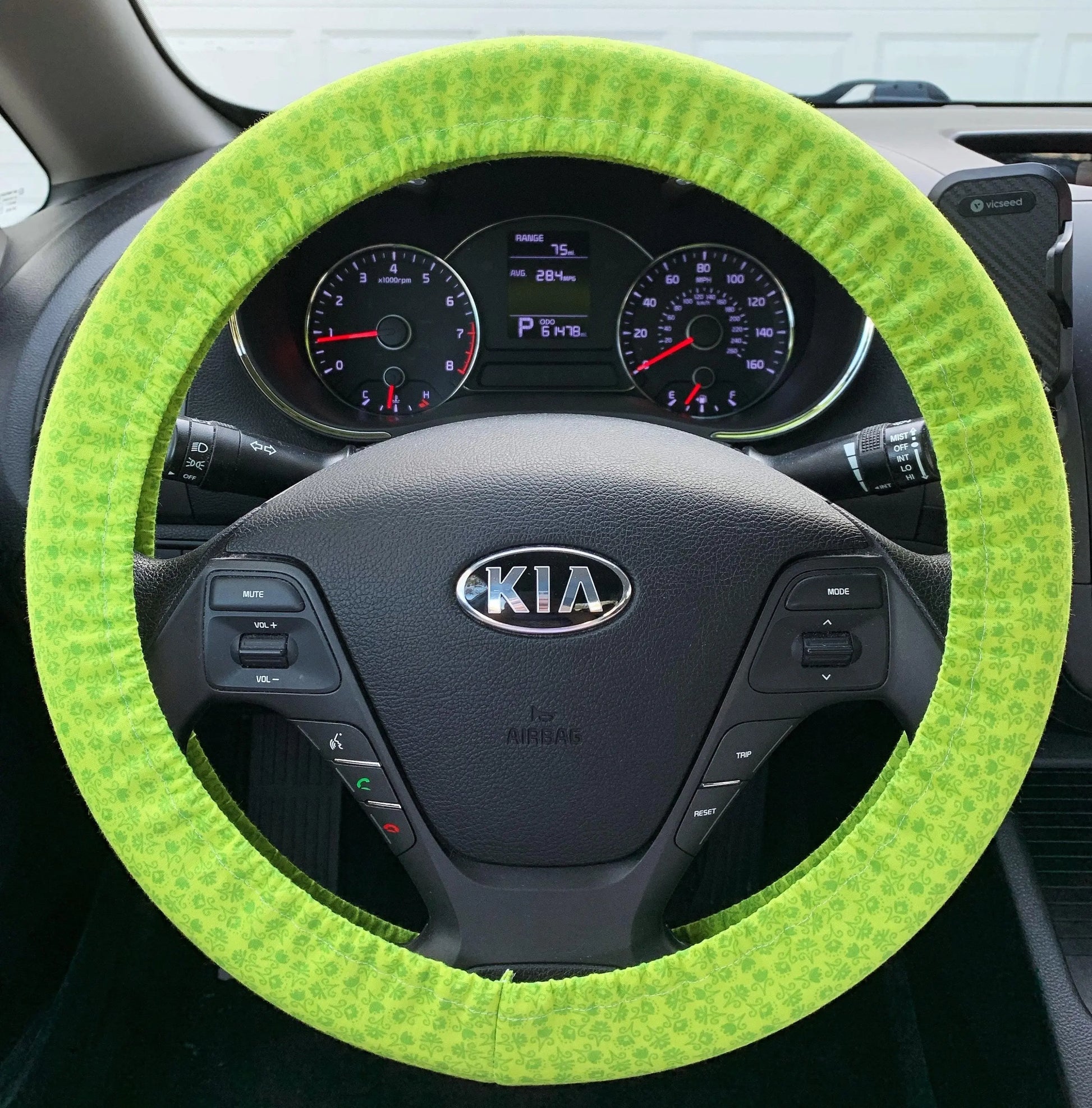 Lime Green Floral Steering Wheel Cover Moonshadow Caravan
