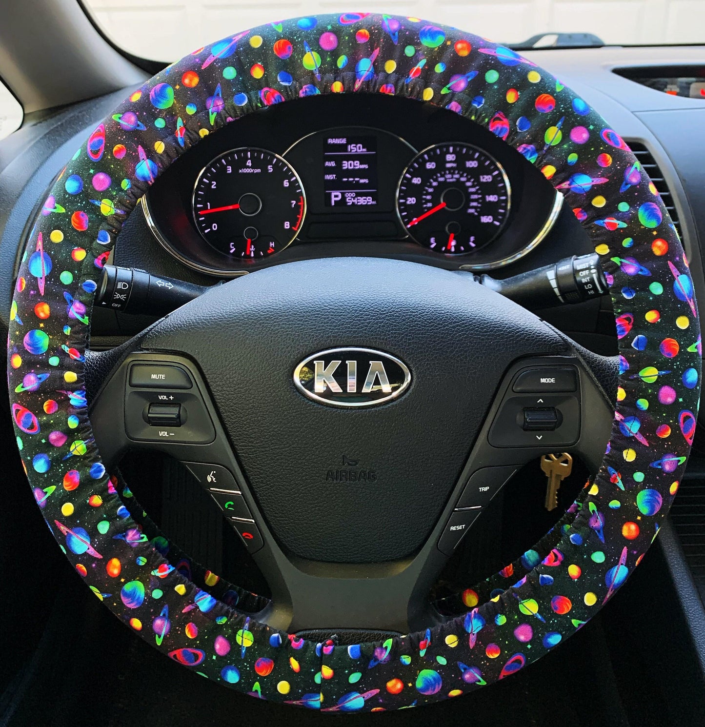 Neon Galaxy Planet Steering Wheel Cover