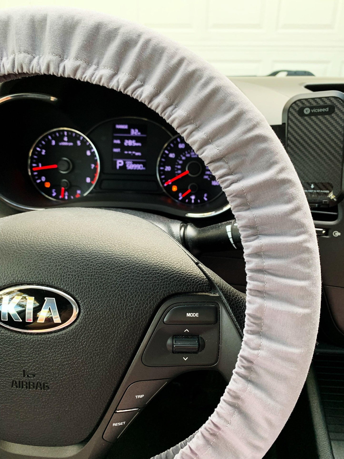 Solid Gray Cotton Steering Wheel Cover