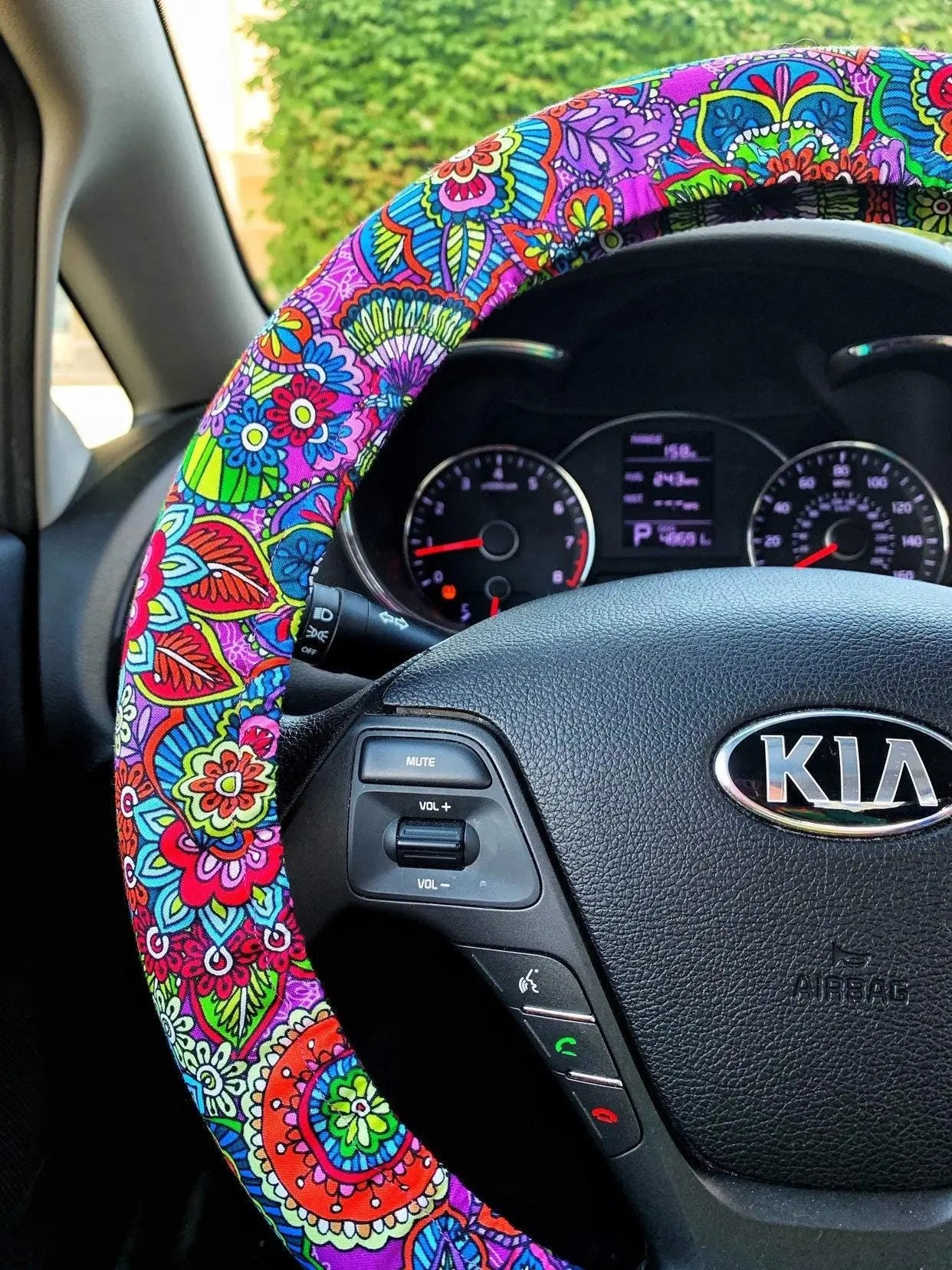 Flowers, Butterflies, Paisley Steering Wheel Cover Moonshadow Caravan