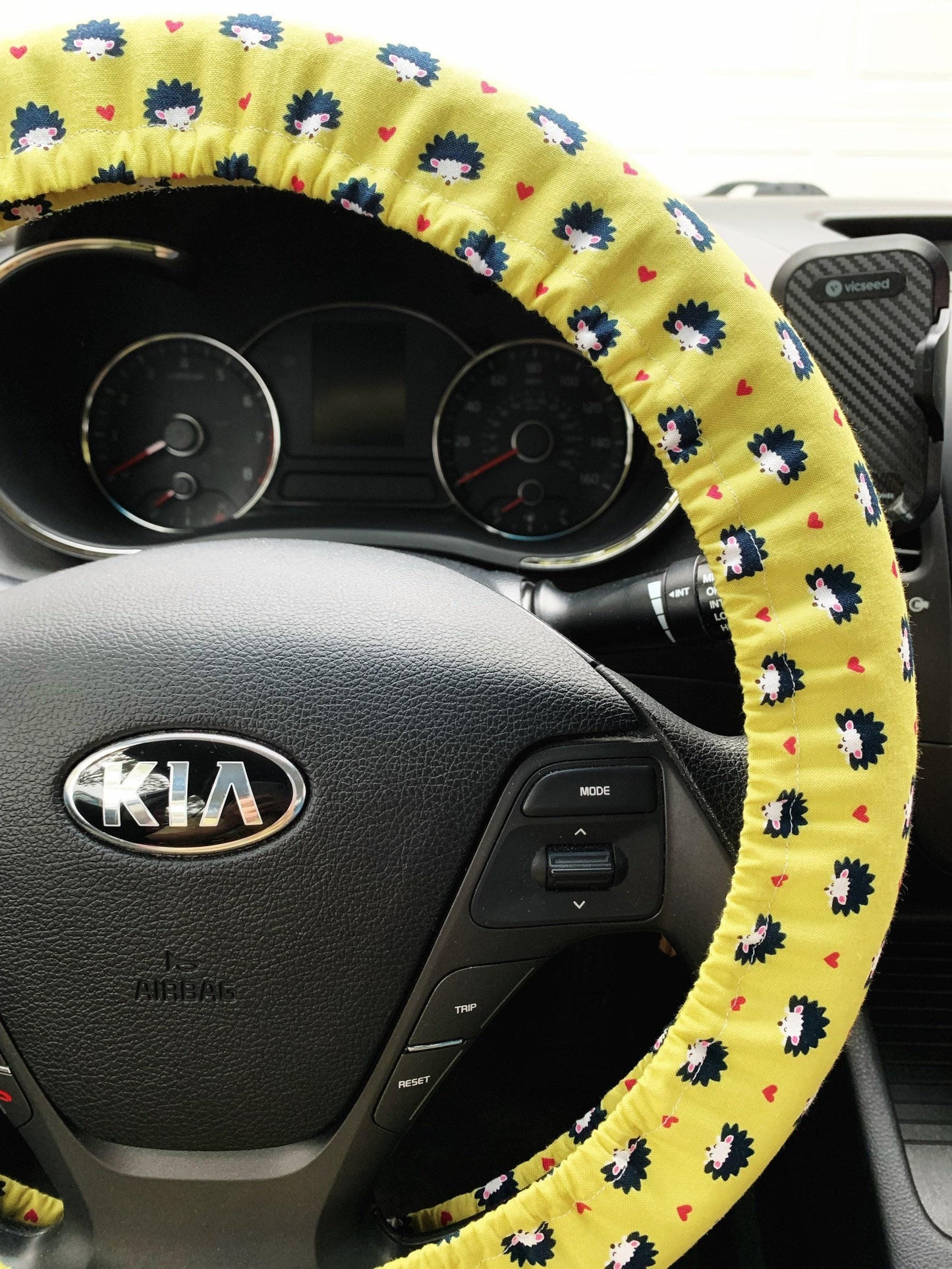 Green Hedgehog Steering Wheel Cover