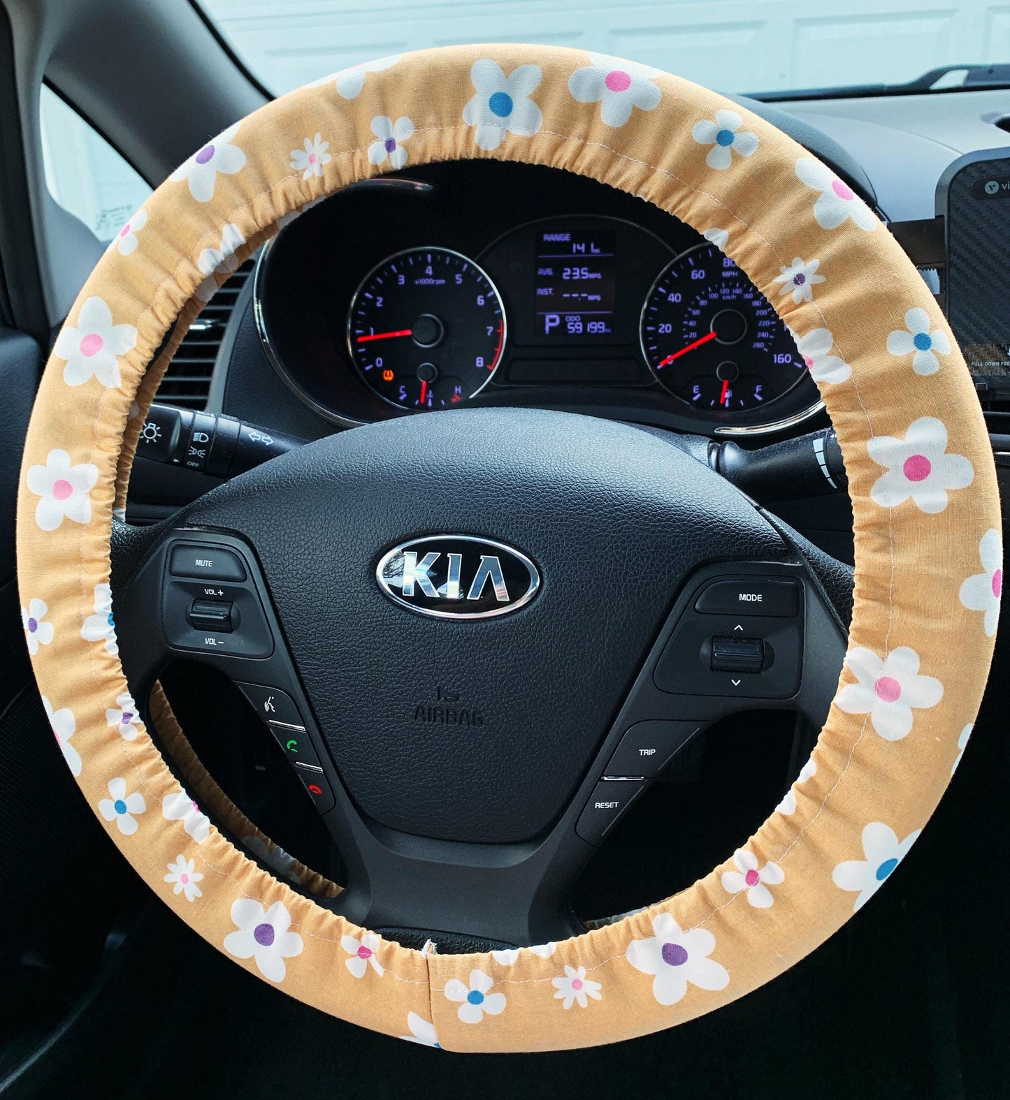 Retro Flower Power Steering Wheel Cover