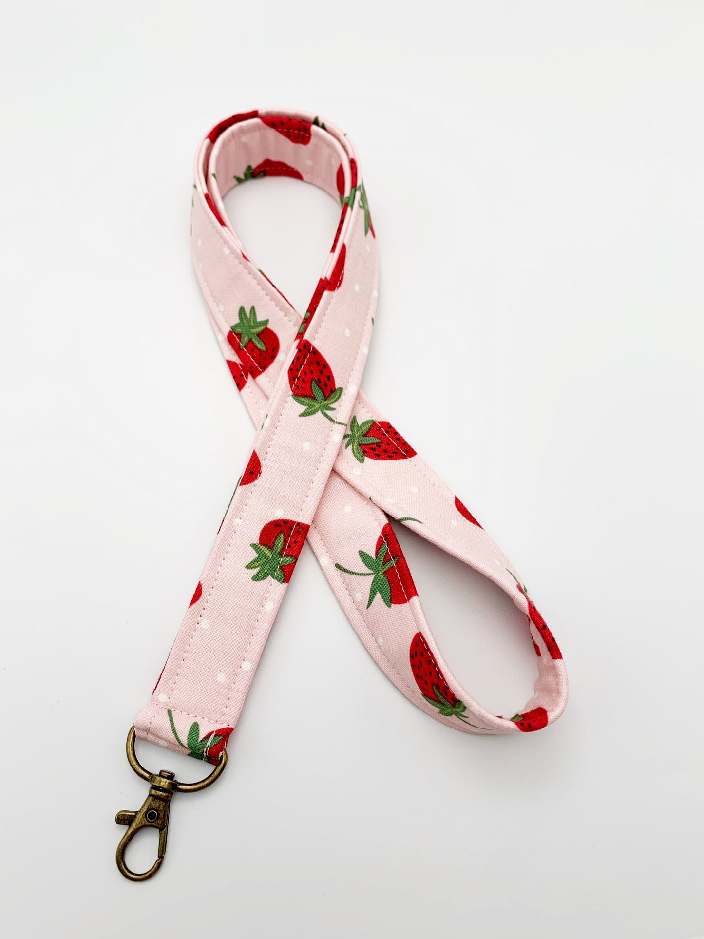 Pink Strawberry Lanyard Badge Holder