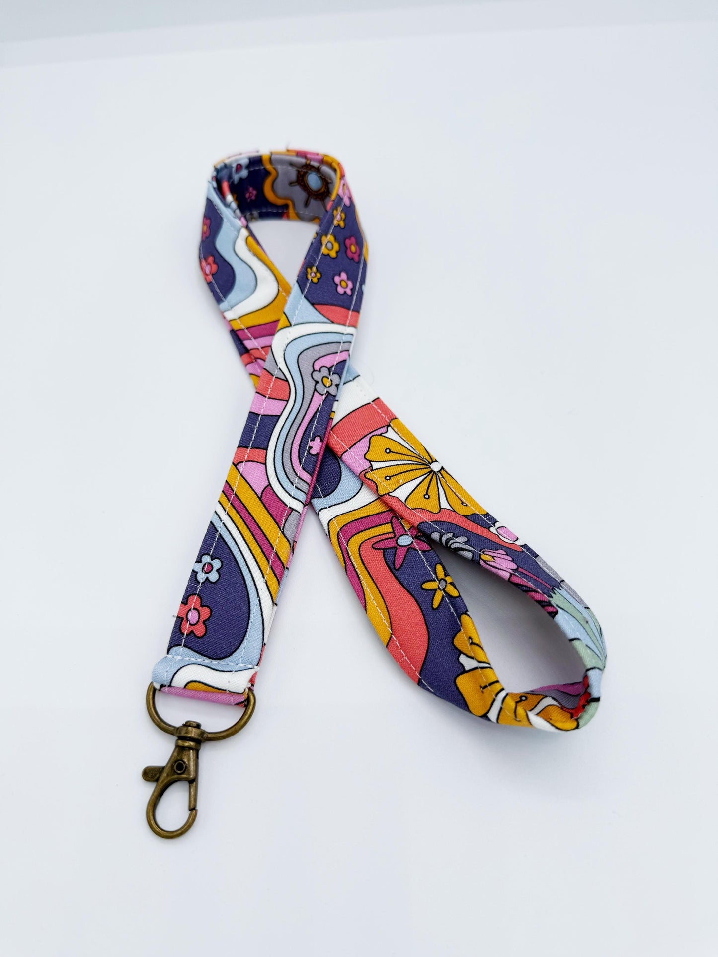 Flower Power Retro Lanyard Badge Holder
