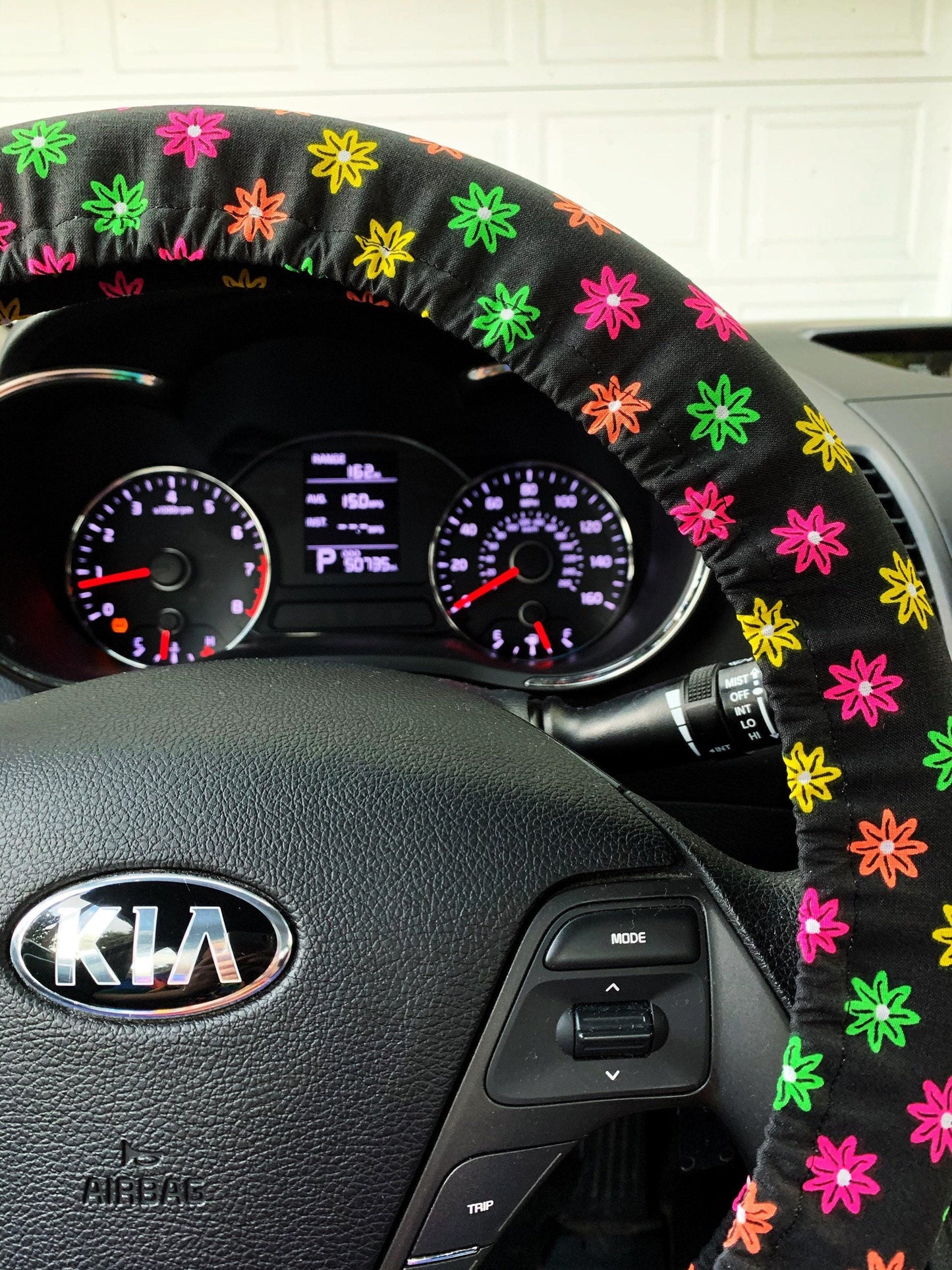 Hippie Neon Flower Steering Wheel Cover