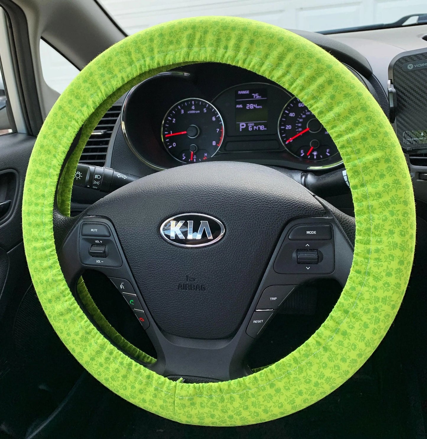 Lime Green Floral Steering Wheel Cover Moonshadow Caravan