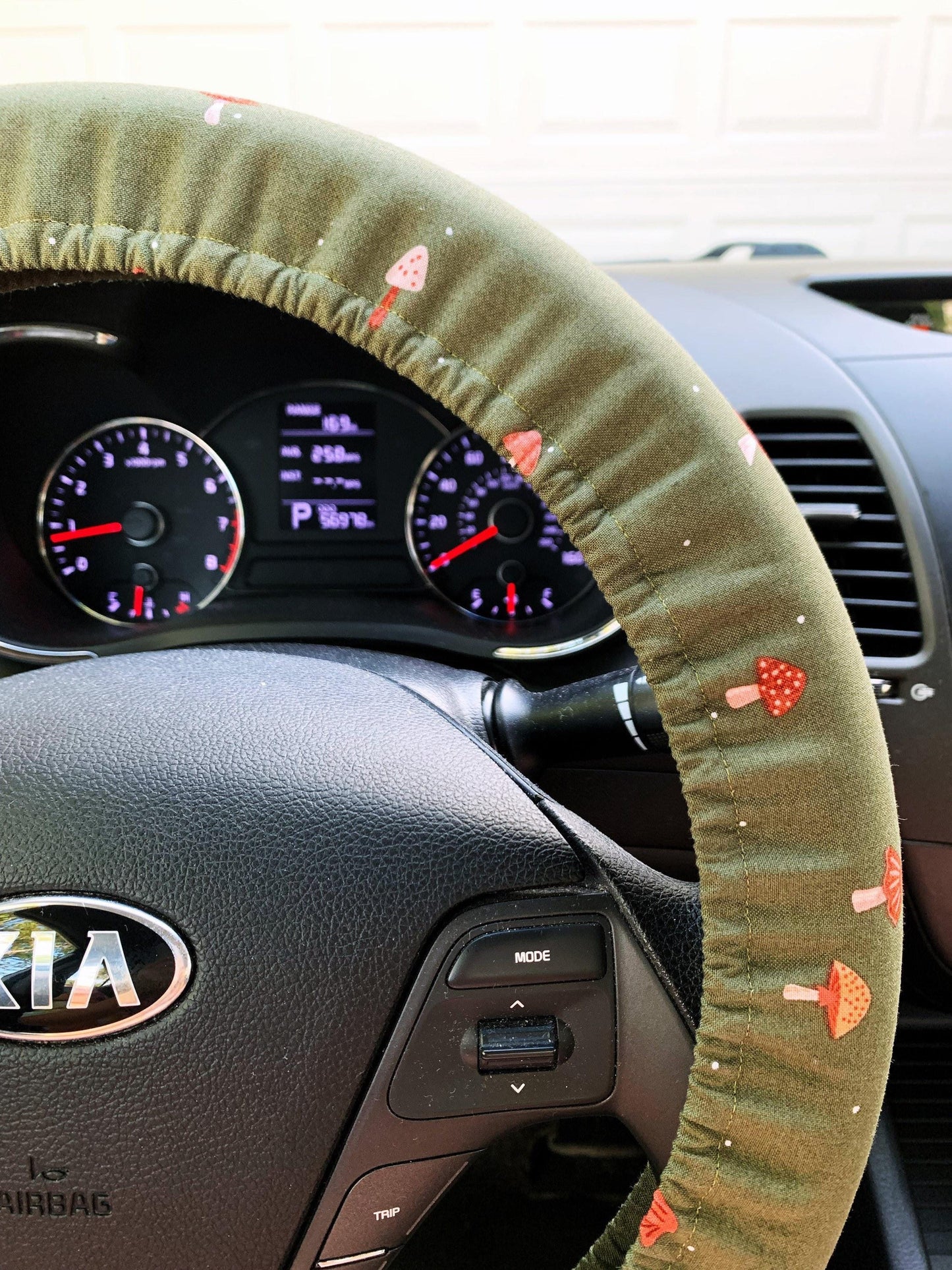 Olive Green Mushroom Steering Wheel Cover