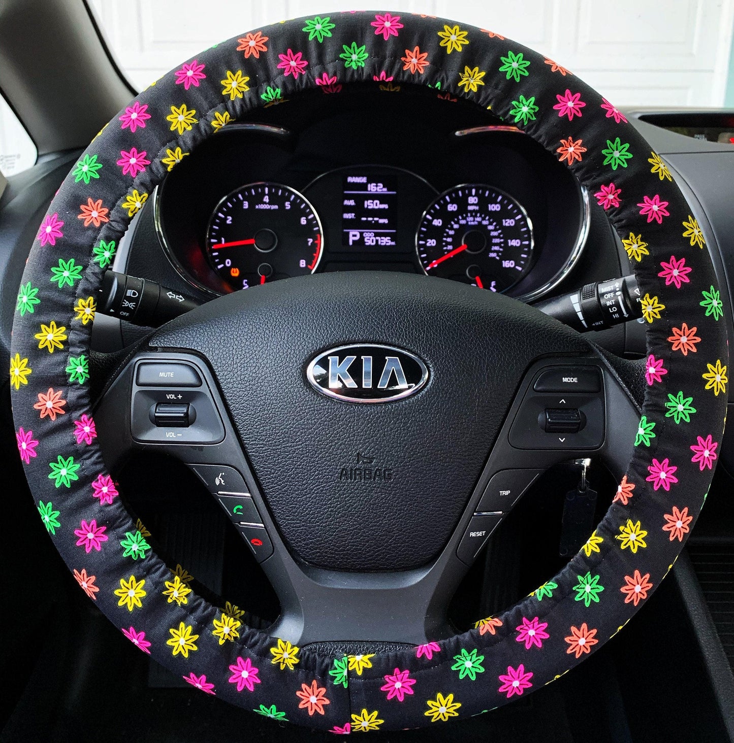 Hippie Neon Flower Steering Wheel Cover