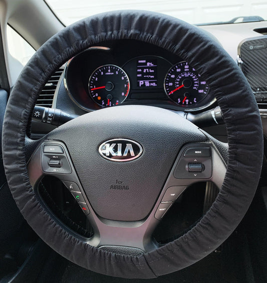 Solid Black Cotton Steering Wheel Cover