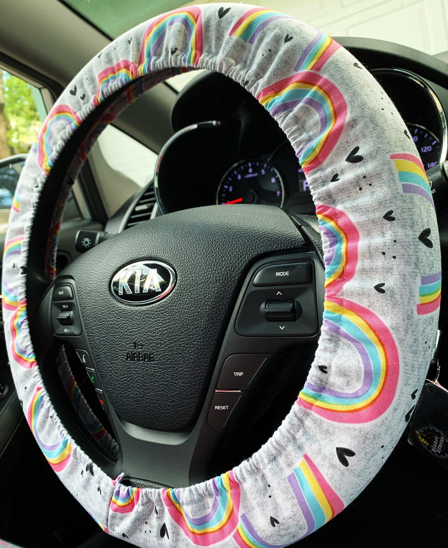 Rainbow Heart Steering Wheel Cover