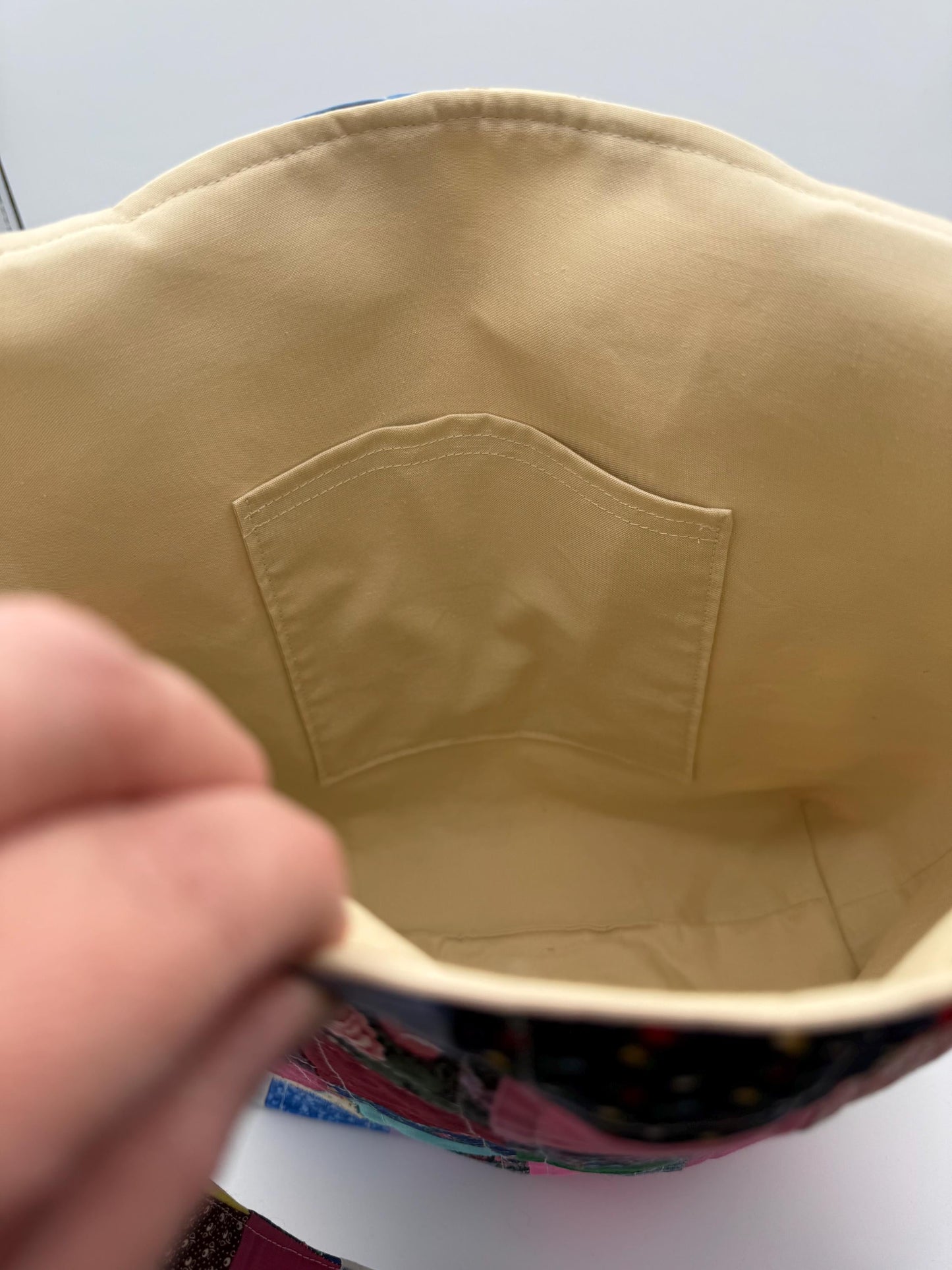 Vintage Fabric Patchwork Quilted Tote, Colorful Shoulder Bag