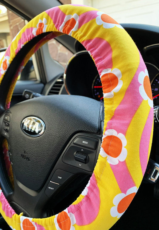 Groovy Flower Power Steering Wheel Cover