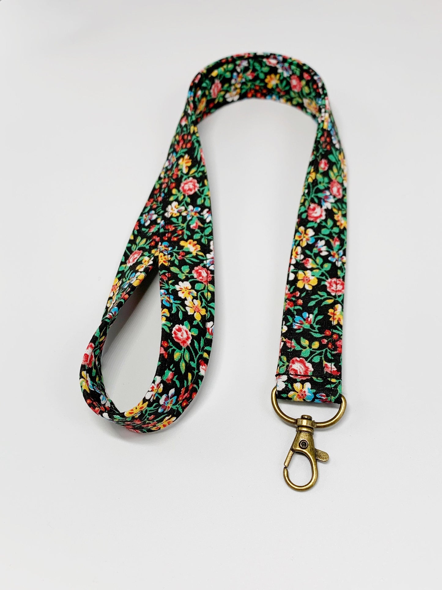 Black Vintage Floral Lanyard Badge Holder