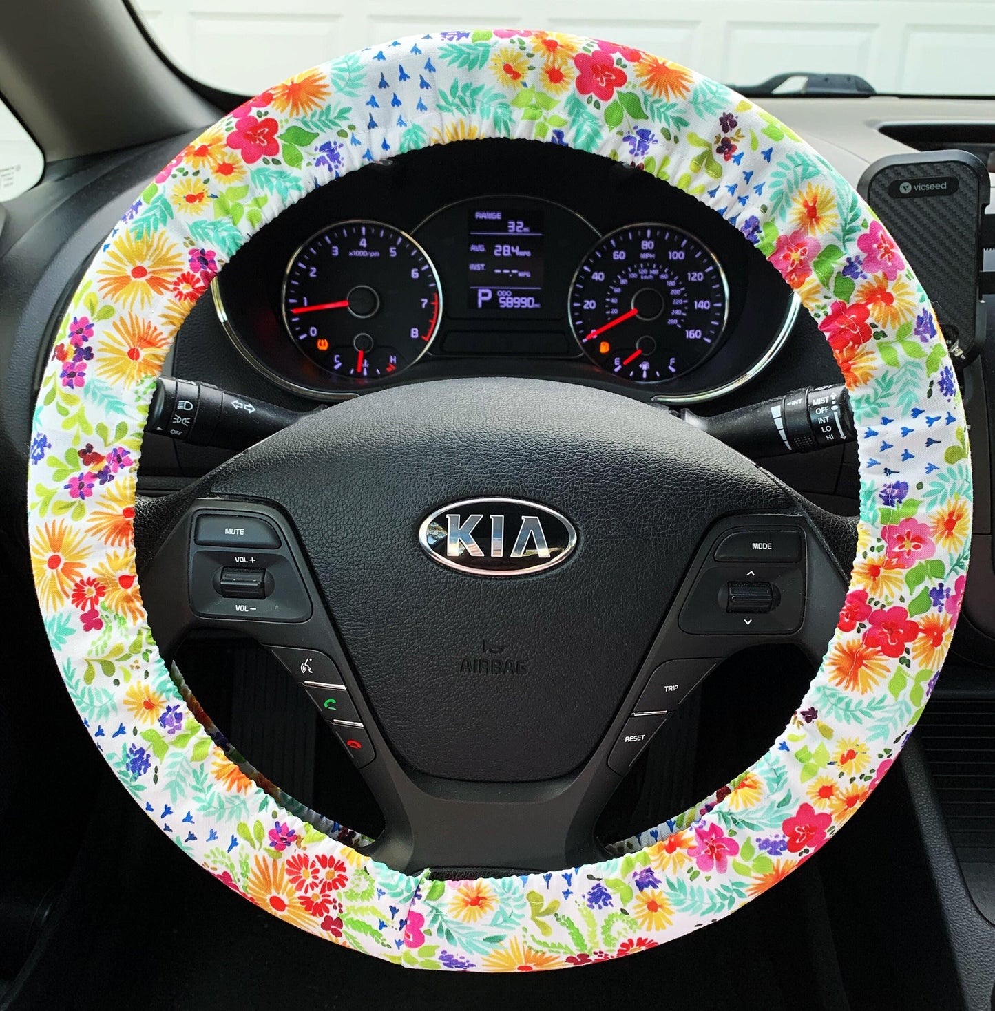 Bright Floral Steering Wheel Cover