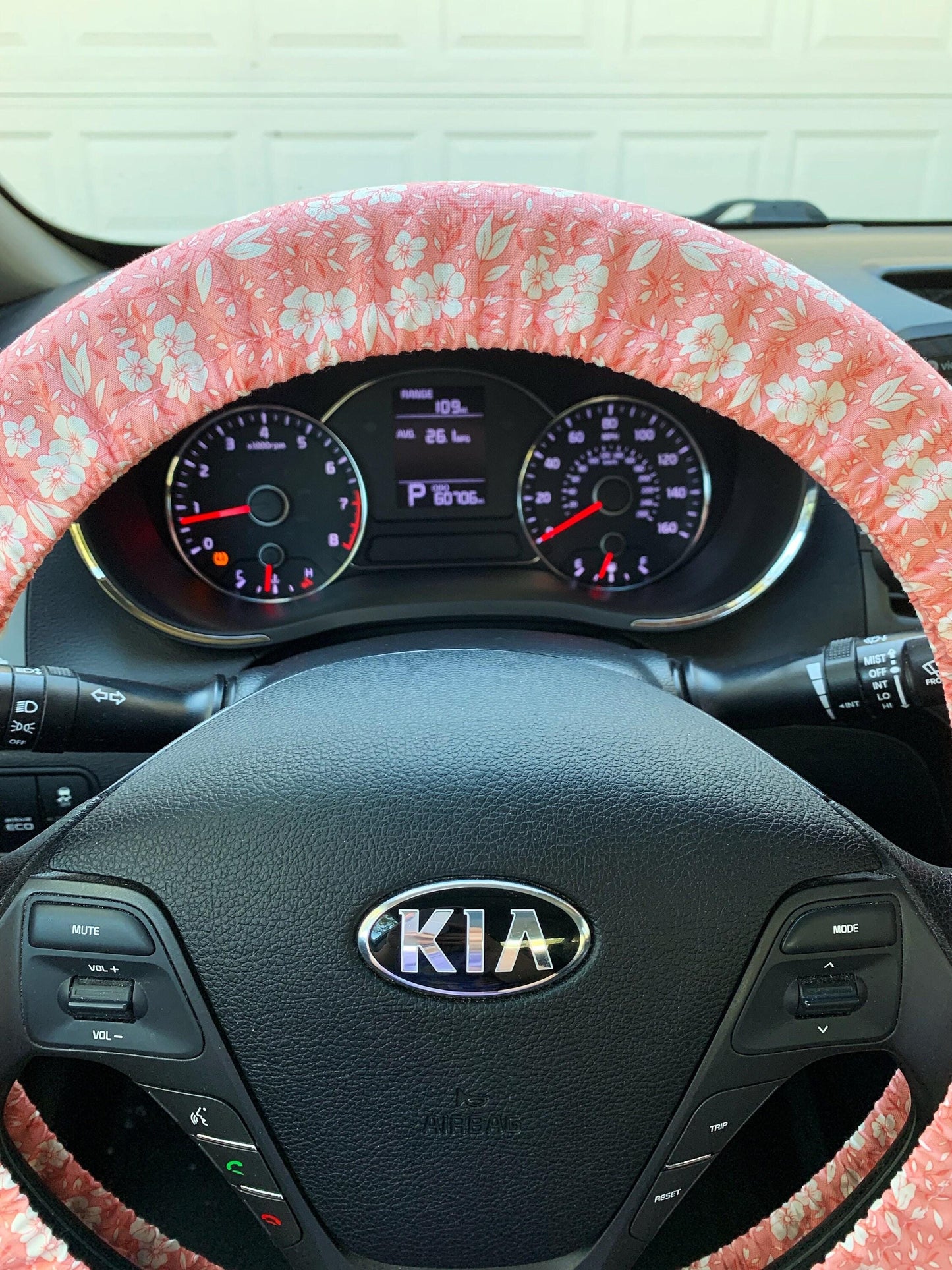 Pink Floral Steering Wheel Cover