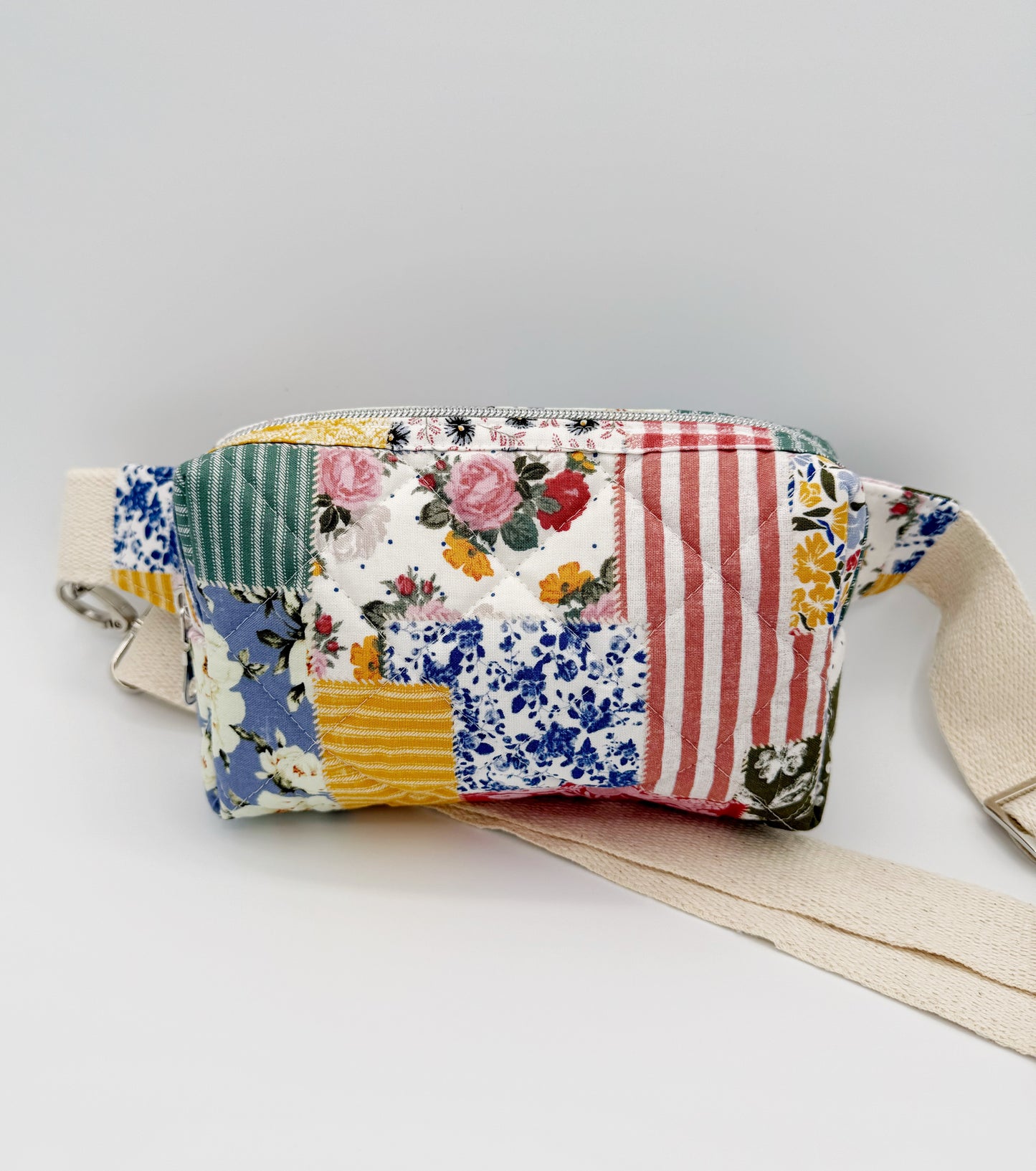 Quilted Patchwork Belt Bag, Crossbody or Fanny Pack Style Purse