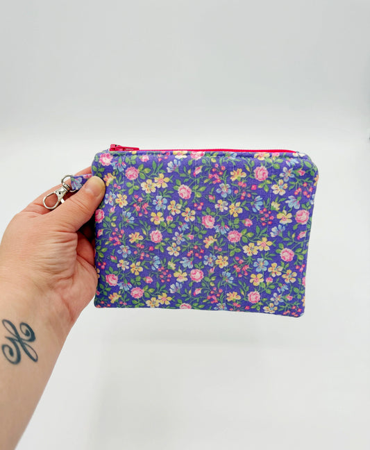 Quilted Purple Floral Change Purse, Handmade Coin Pouch for Women Moonshadow Caravan