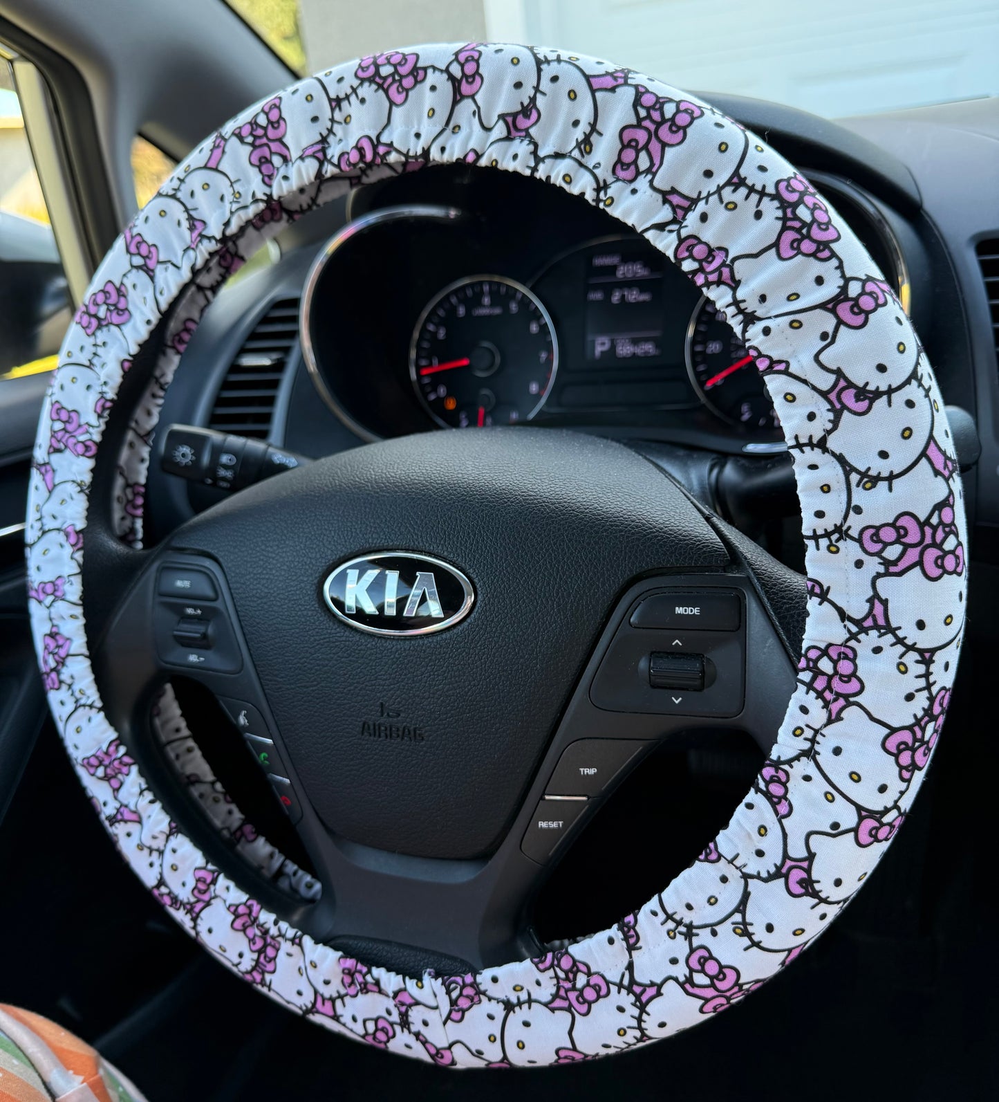 Hello Pink Cat Steering Wheel Cover, Custom Universal Fit