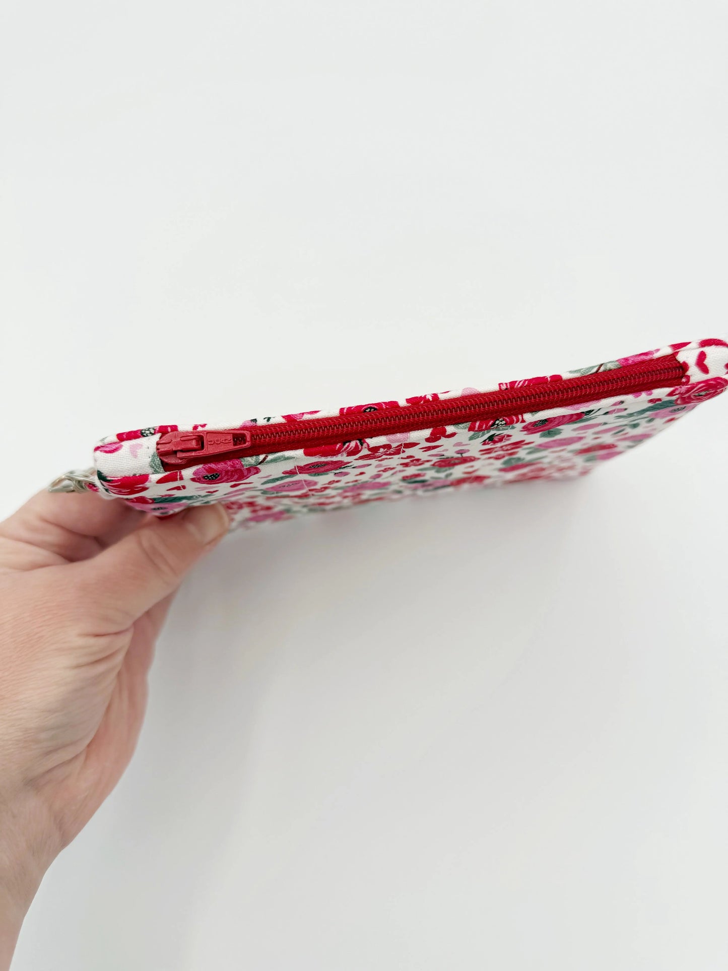 Quilted Floral Heart Change Purse, Red and Pink Coin Pouch Moonshadow Caravan