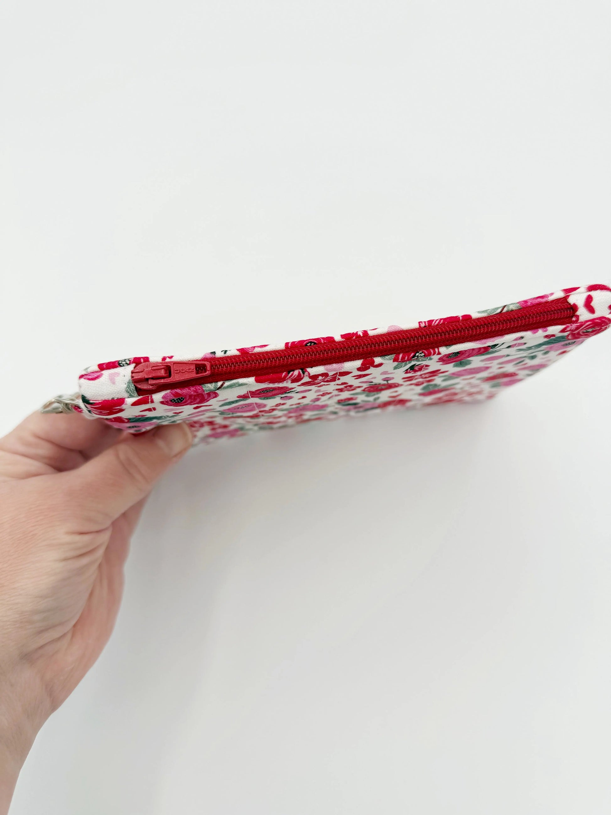 Quilted Floral Heart Change Purse, Red and Pink Coin Pouch Moonshadow Caravan