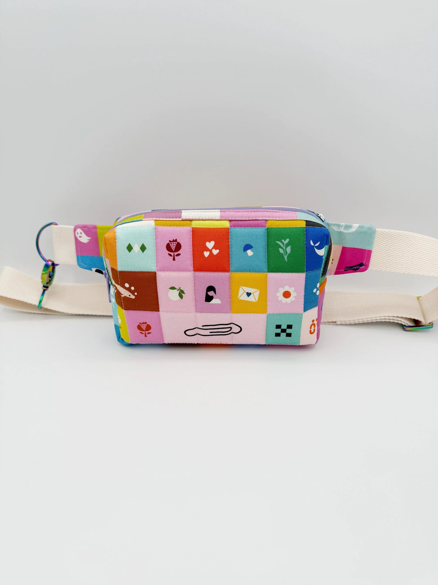 Quilted Whimsy Patchwork Crossbody Bag, Fanny Pack, Belt Bag Moonshadow Caravan
