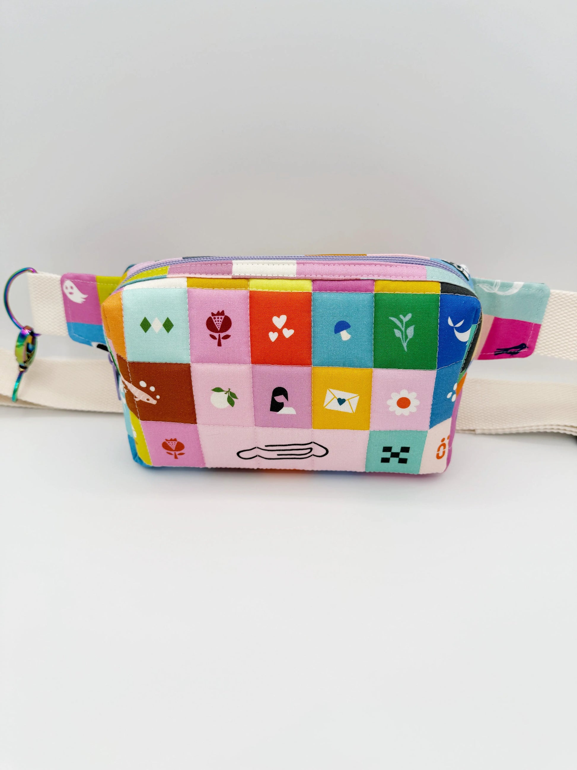 Quilted Whimsy Patchwork Crossbody Bag, Fanny Pack, Belt Bag Moonshadow Caravan