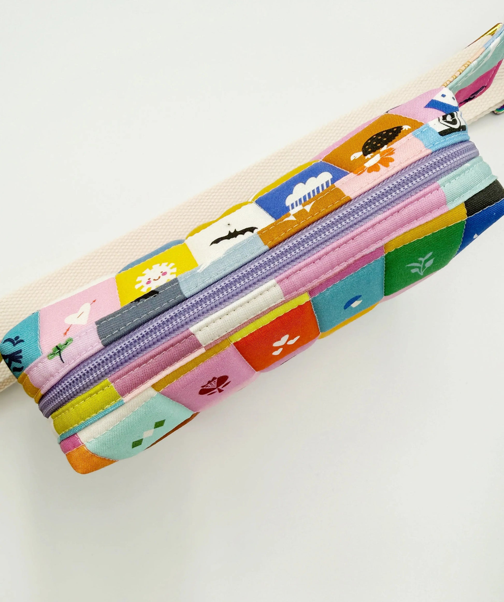 Quilted Whimsy Patchwork Crossbody Bag, Fanny Pack, Belt Bag Moonshadow Caravan