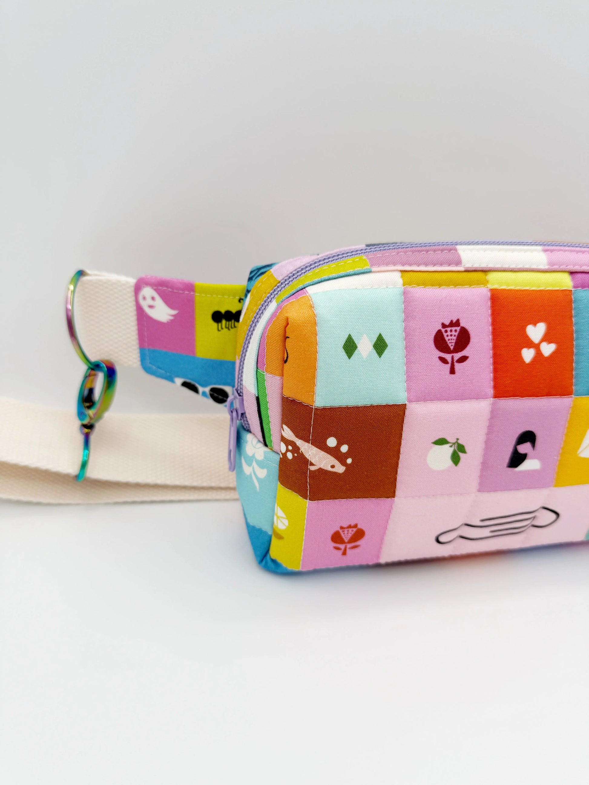 Quilted Whimsy Patchwork Crossbody Bag, Fanny Pack, Belt Bag Moonshadow Caravan