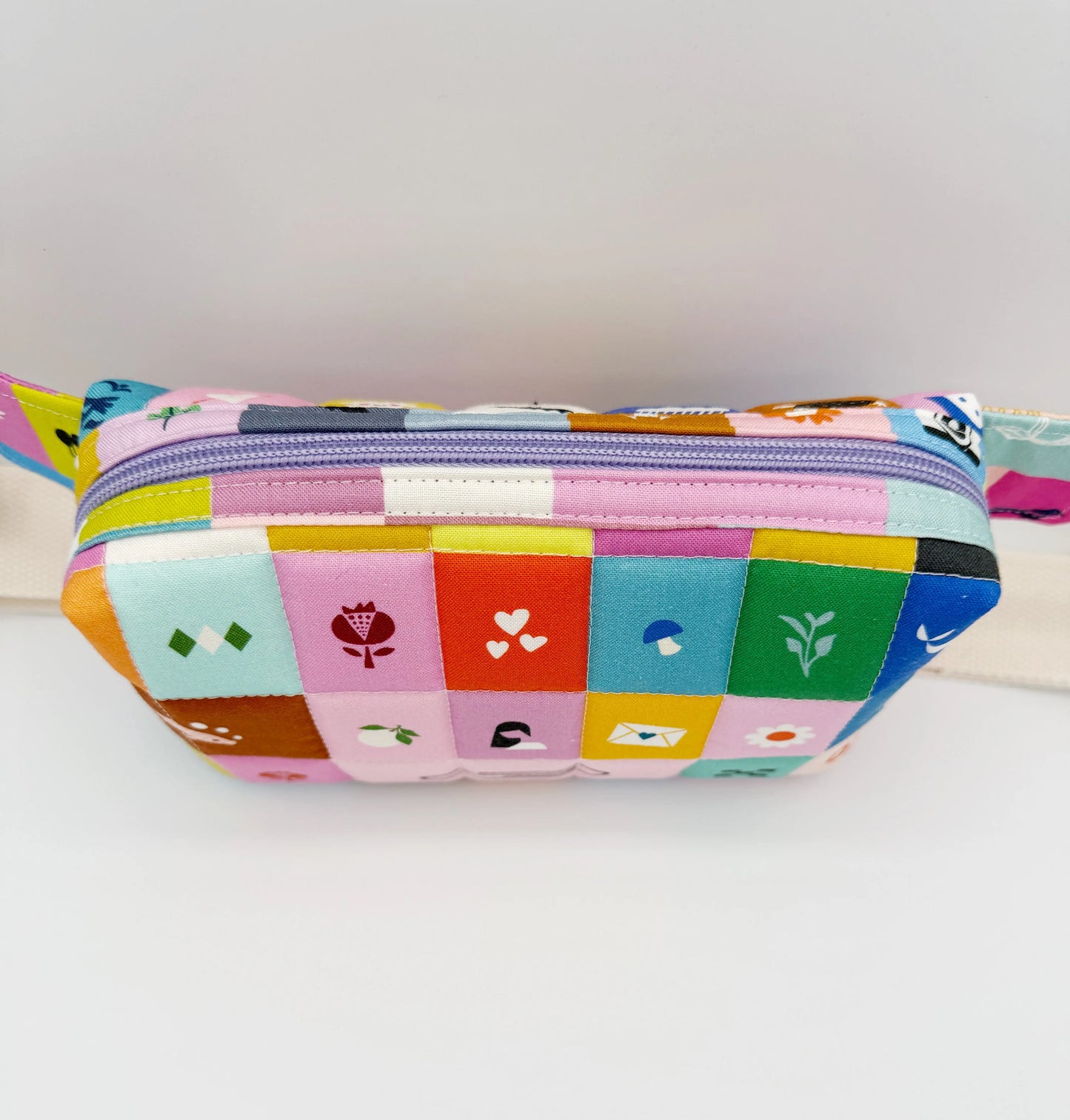 Quilted Whimsy Patchwork Crossbody Bag, Fanny Pack, Belt Bag Moonshadow Caravan