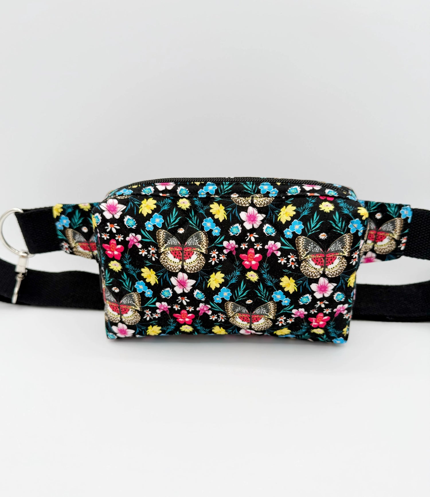 Quilted Butterfly Floral Crossbody Bag, Boho Botanical Moth Sling Bag, Fanny Pack Moonshadow Caravan
