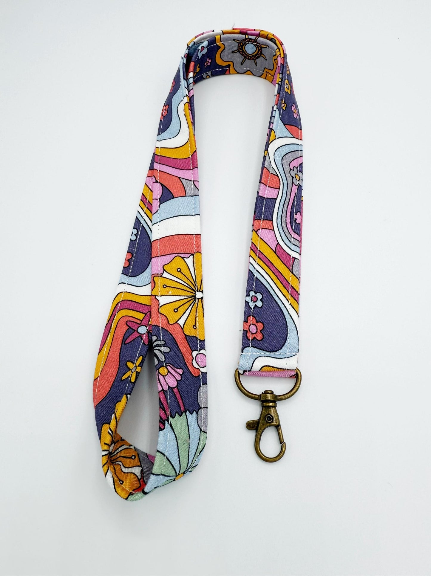 Flower Power Retro Lanyard Badge Holder