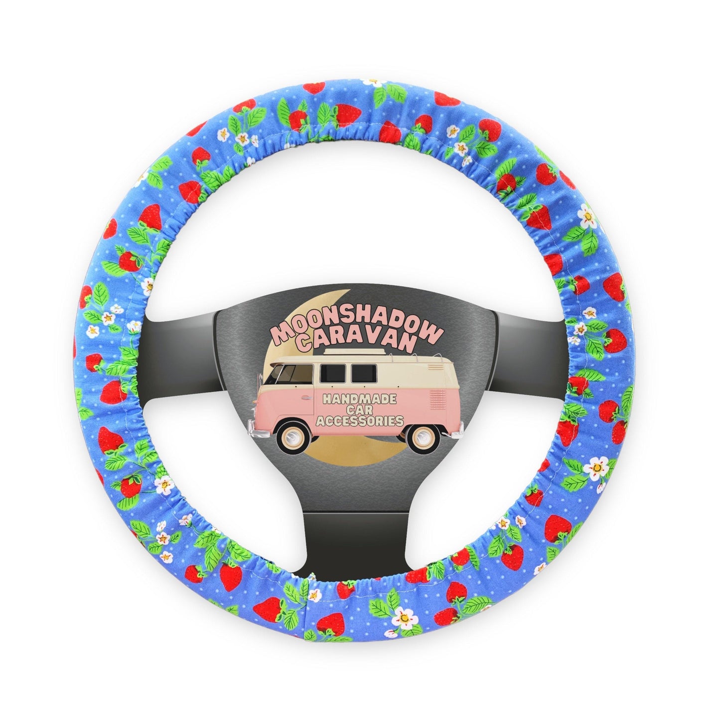 Blue Strawberry Steering Wheel Cover