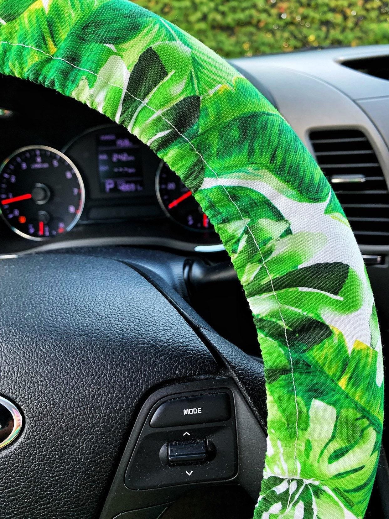 Tropical Monstera Plant Steering Wheel Cover