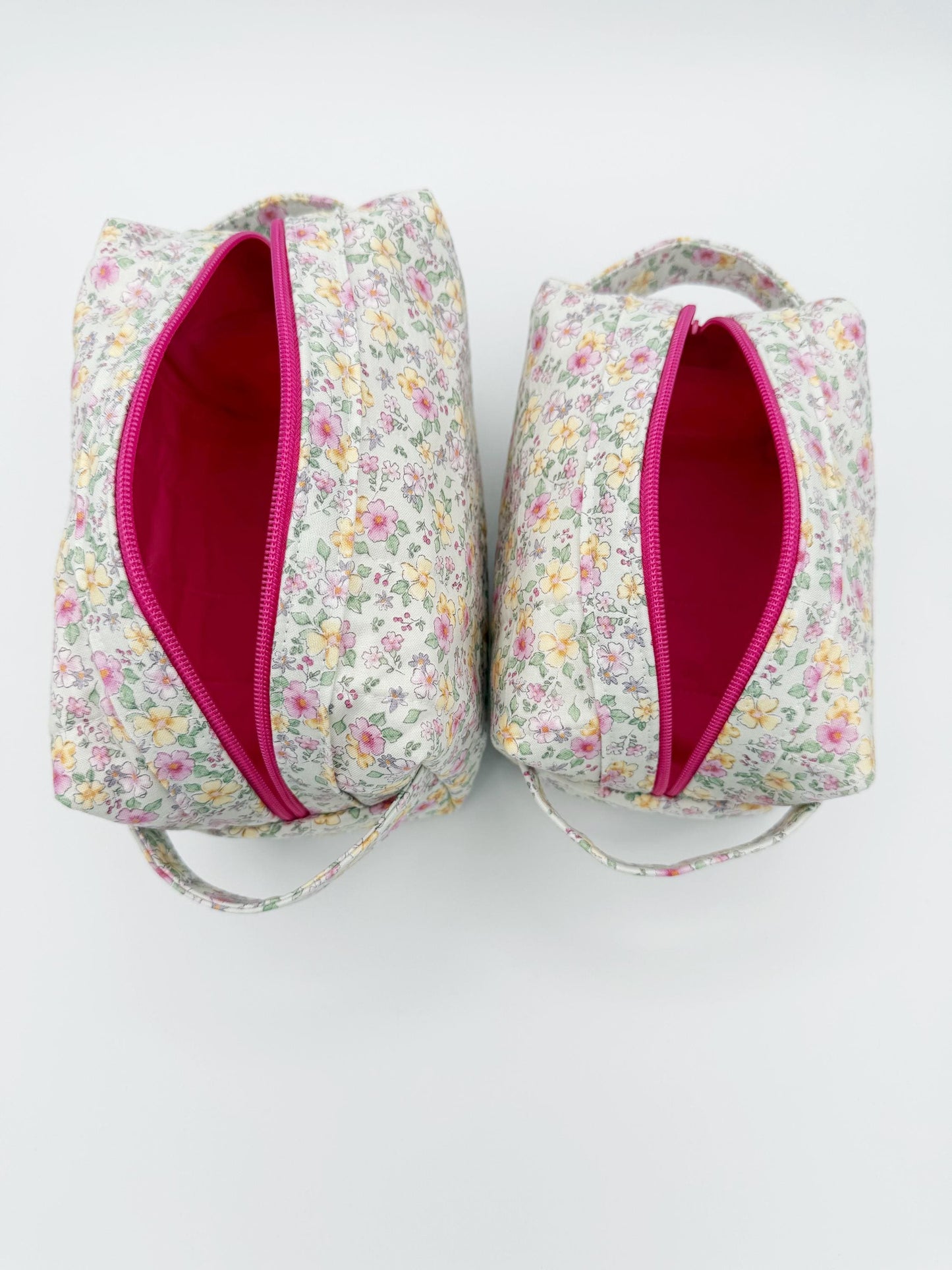 Vintage Style Floral Quilted Boxy Bag, Medium Size Makeup Case