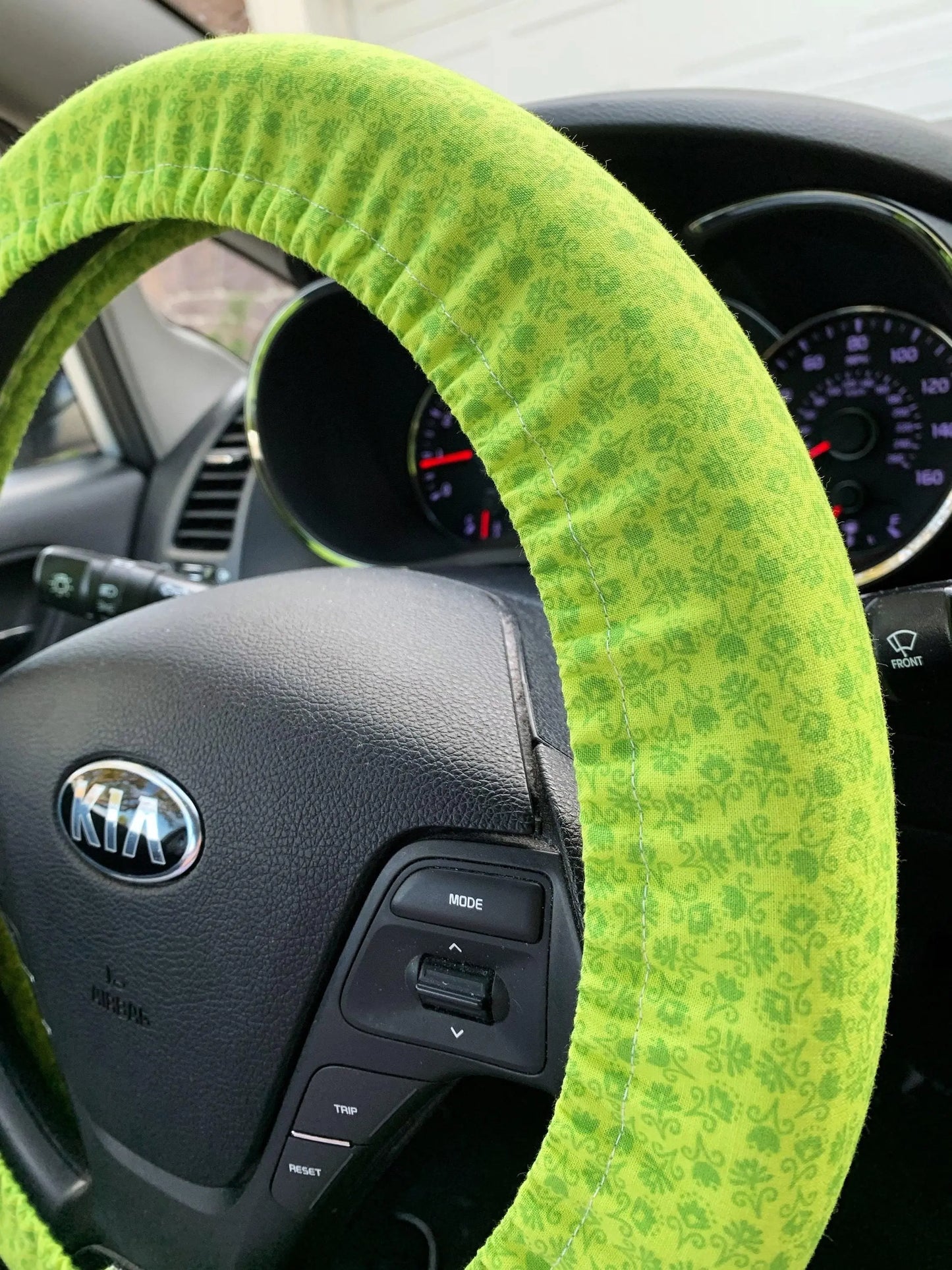 Lime Green Floral Steering Wheel Cover Moonshadow Caravan