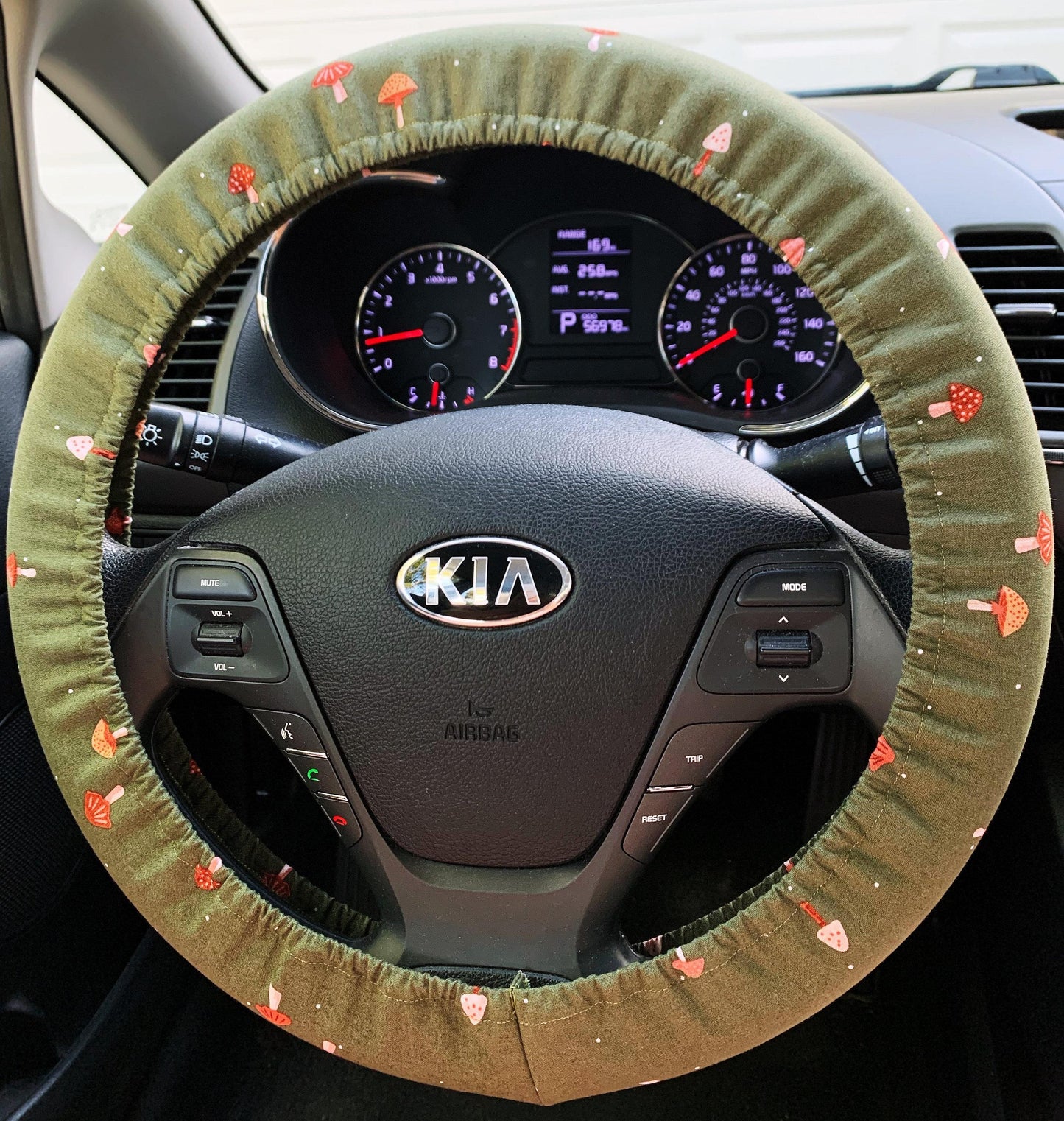Olive Green Mushroom Steering Wheel Cover