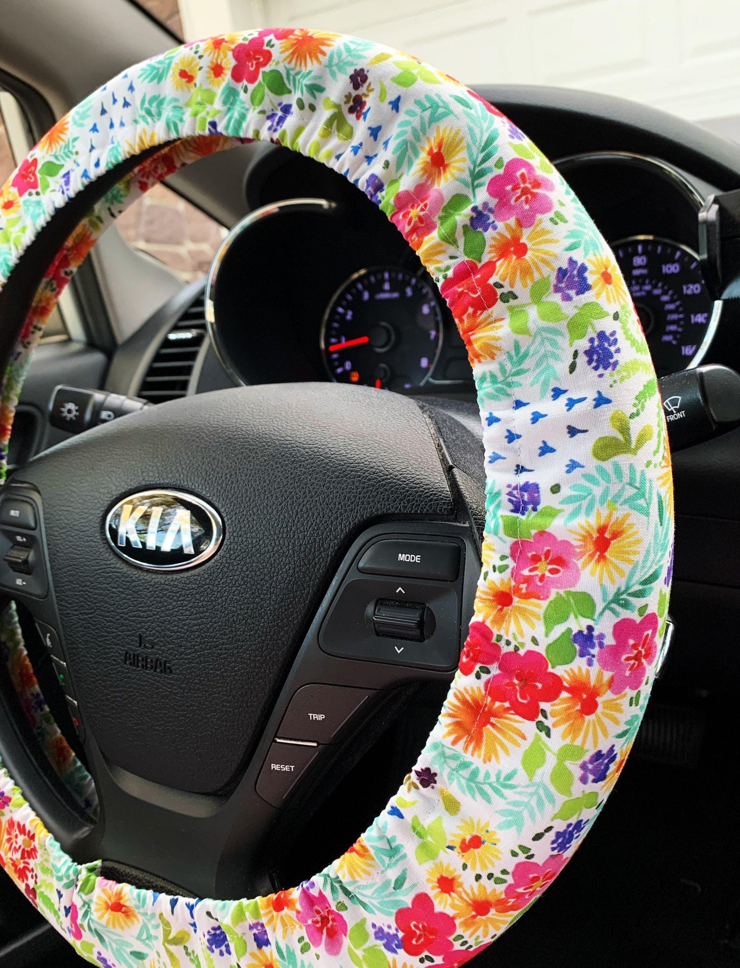 Bright Floral Steering Wheel Cover