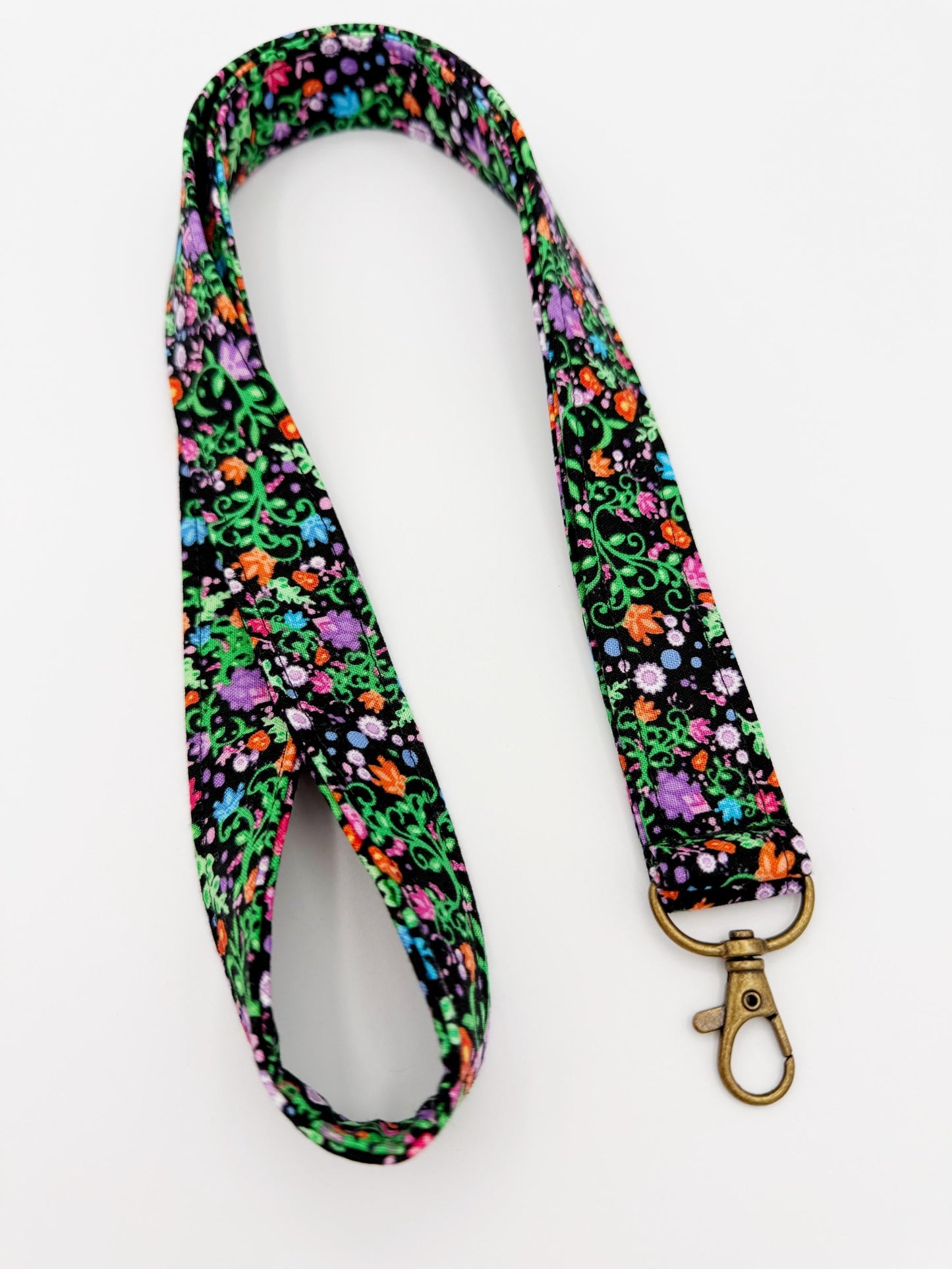 Black Wildflower Lanyard Badge Holder